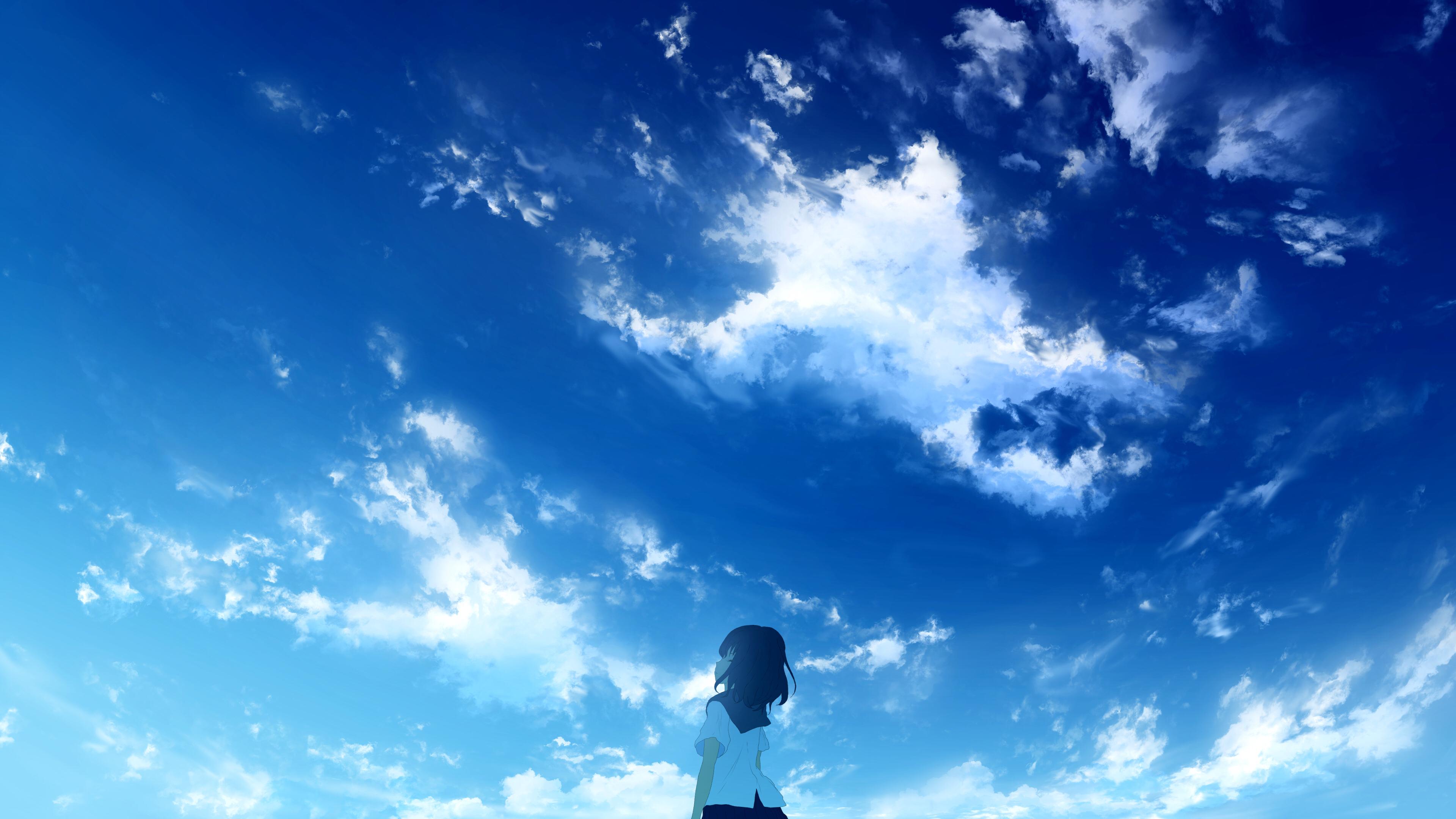3840x2160 Mobile wallpaper: Anime, Sky, Summer, Girl, 1020114 download the picture for free