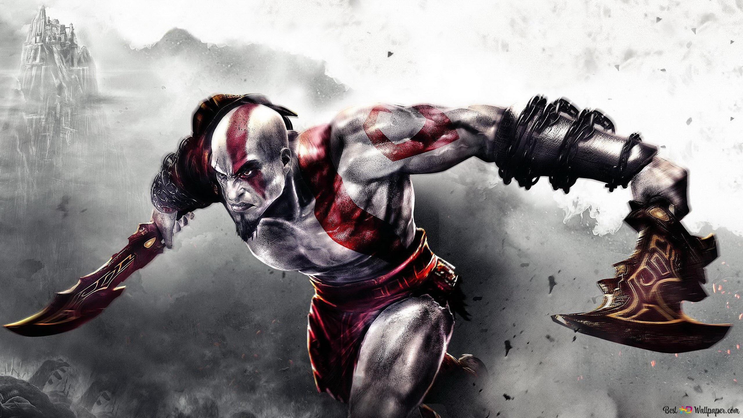 2560x1440 God of war kratos fight 2K wallpaper download