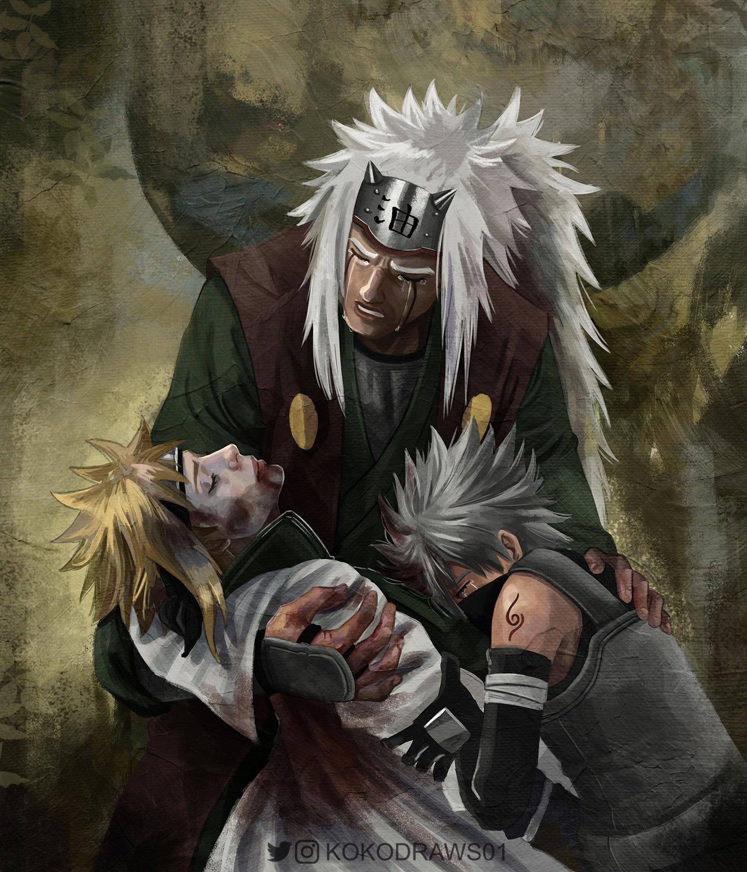 1500x1752 KOKO day 10: Death (part 2) #artober2022 #artober #inktober #naruto #minatonamikaze #kakashihatake #jiraiya