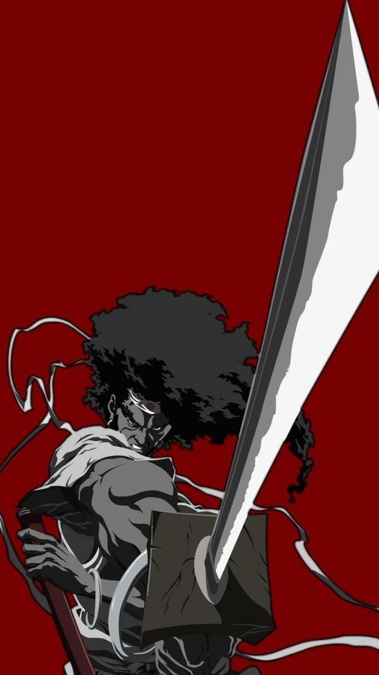 750x1334 Samurai iPhone Cartoon Afro Wallpaper