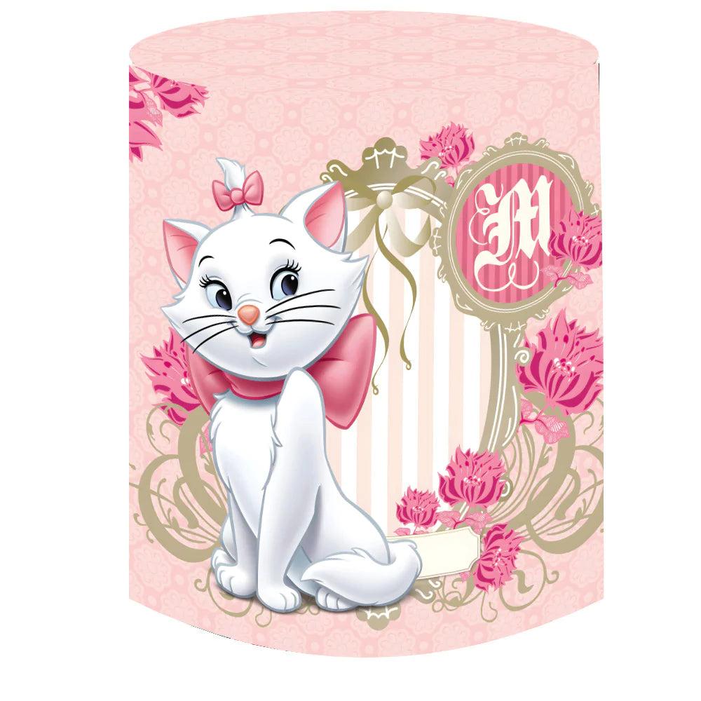 1000x1000 Marie Round Fabric Backdrop With Elastic Pink Marie Cat Girls Birthday