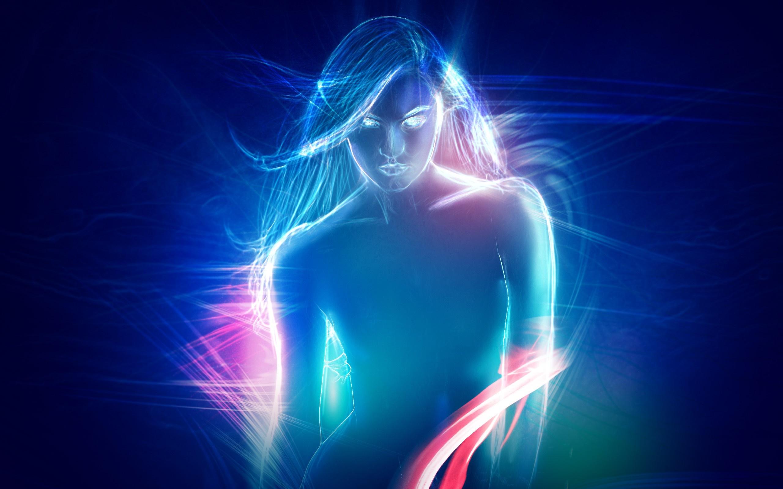 2560x1600 illustration, women, abstract, glowing, light, hand, Sense, screenshot, computer wallpaper, human body, font, organ, special effects Gallery HD Wallpaper