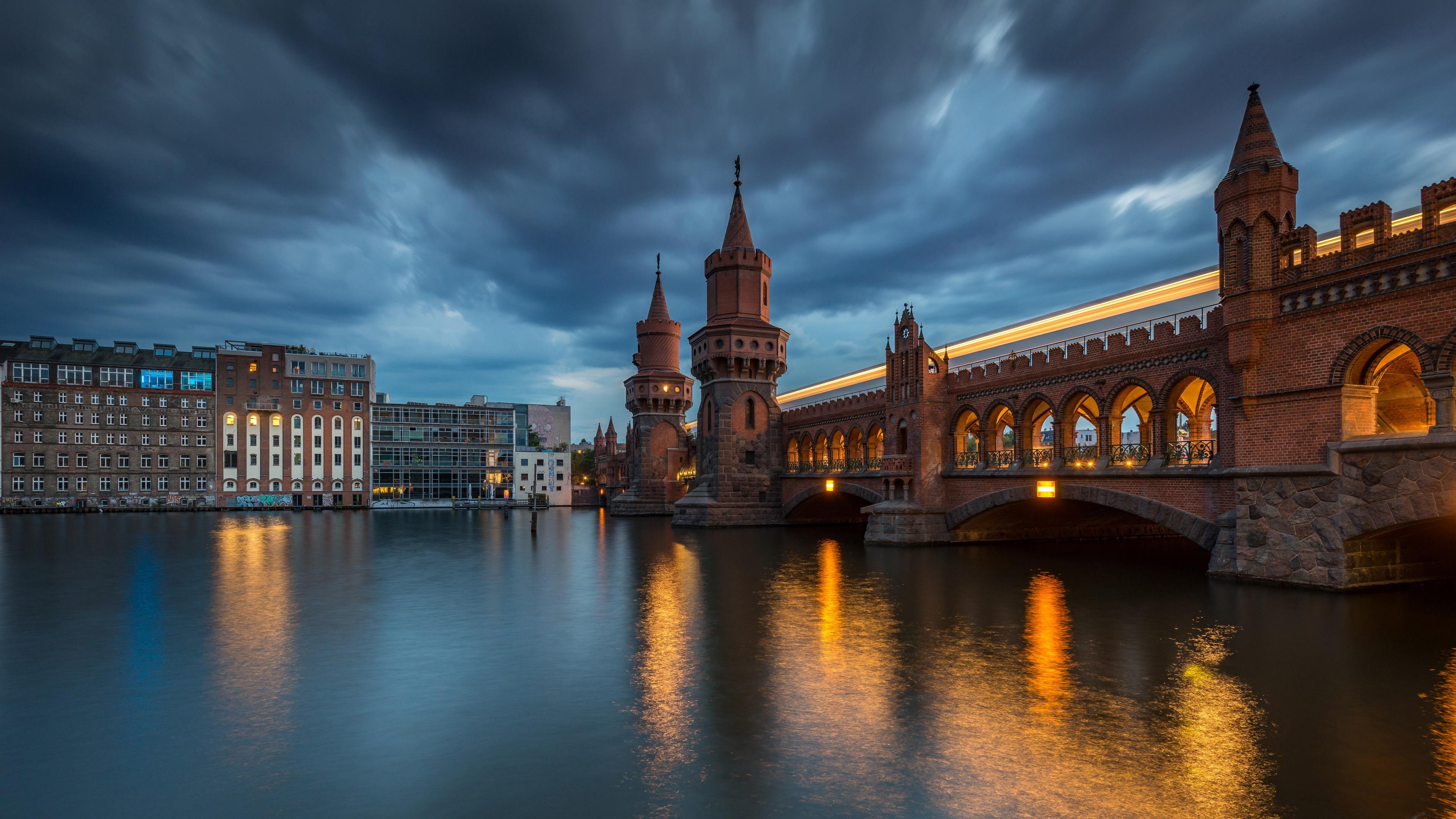 3840x2160 Wallpaper Germany, Berlin, Upper Tree Bridge, night, river, lights 3840x2160 UHD 4K Picture, Image