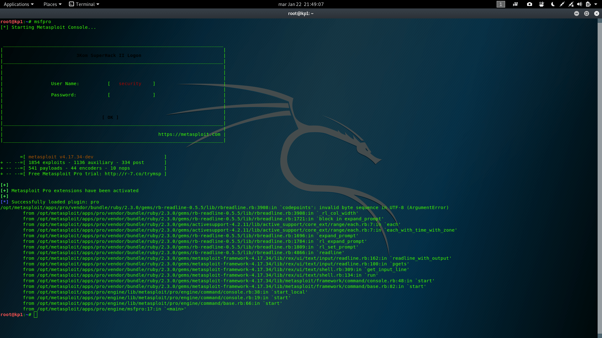 1920x1080 I Can't Open Msfpro Msfconsole Metasploit Msf4 Console In Kali 2019.1 · Issue · Rapid7 Metasploit Framework · GitHub