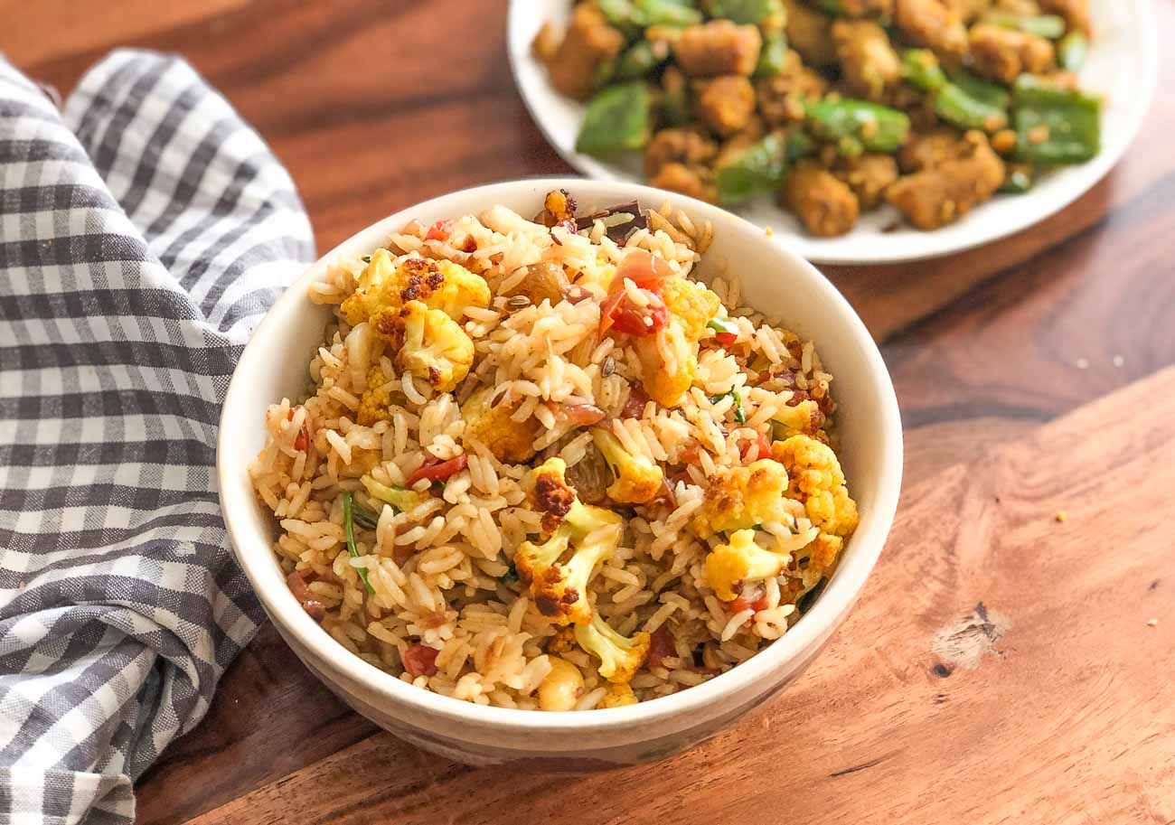 1300x913 Gobi Biryani Recipe Cauliflower Rice by Archana's Kitchen