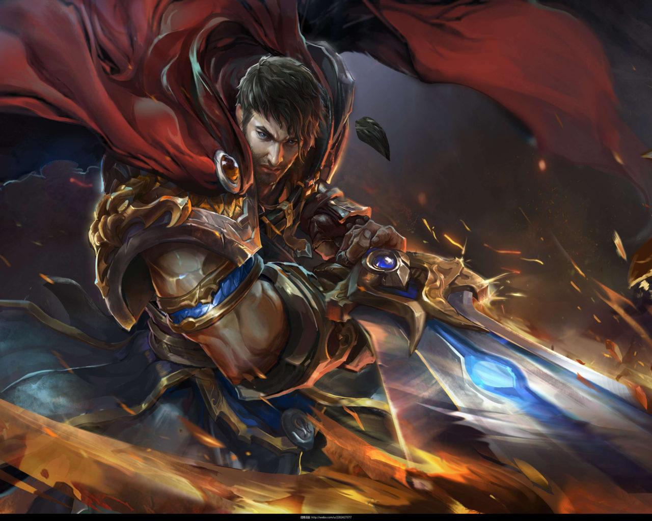 1280x1024 League Of Legends Champion Garen Epithet The Might Of Demacia Roles Tank Fighter Splash Art Wallpaper 3840x2160 :