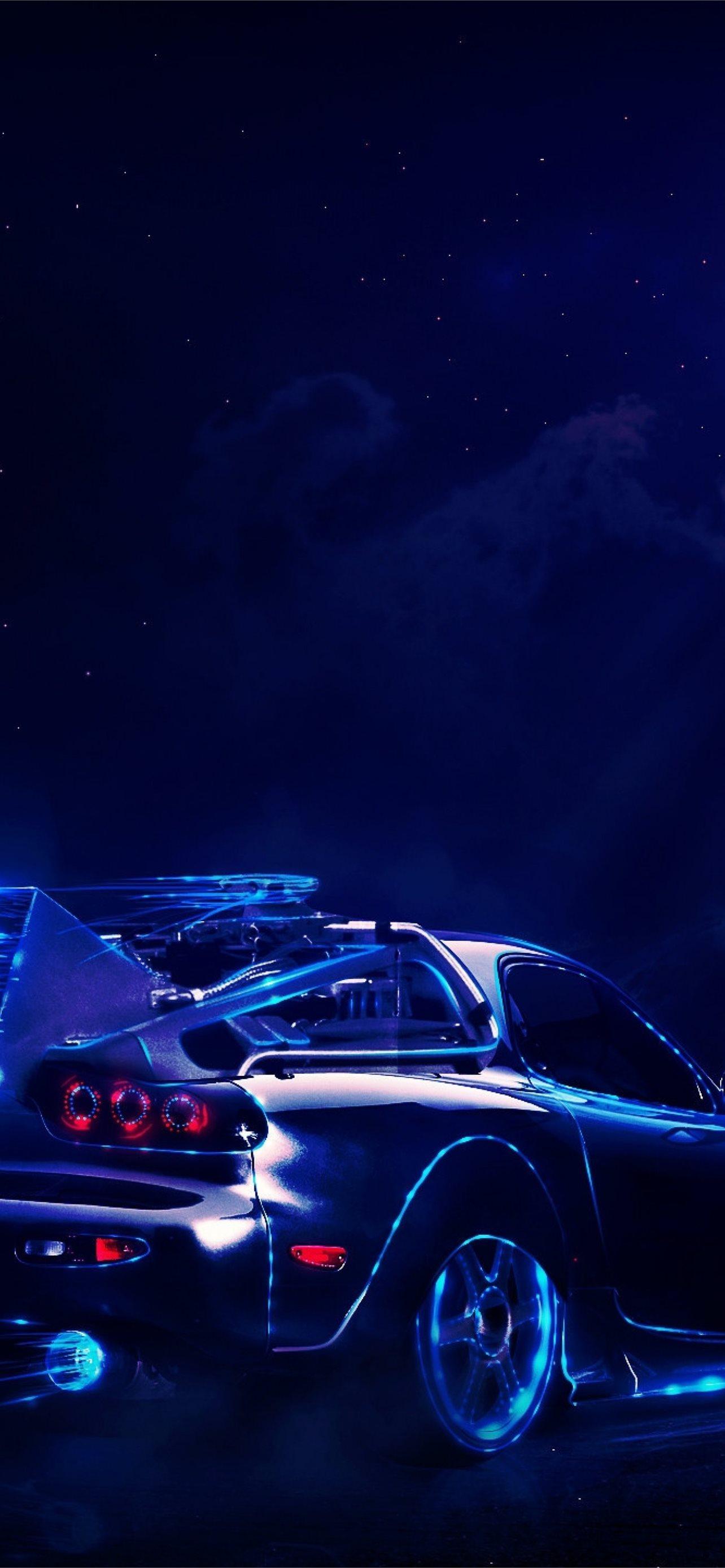 1284x2778 Back To The Future Mazda Rx7 Moon Digital Art 4k S. iPhone Wallpaper Free Download