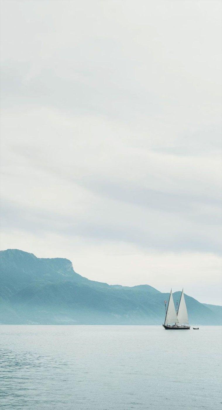 759x1404 Sailing boat mountain iPhone wallpaper, iphone background
