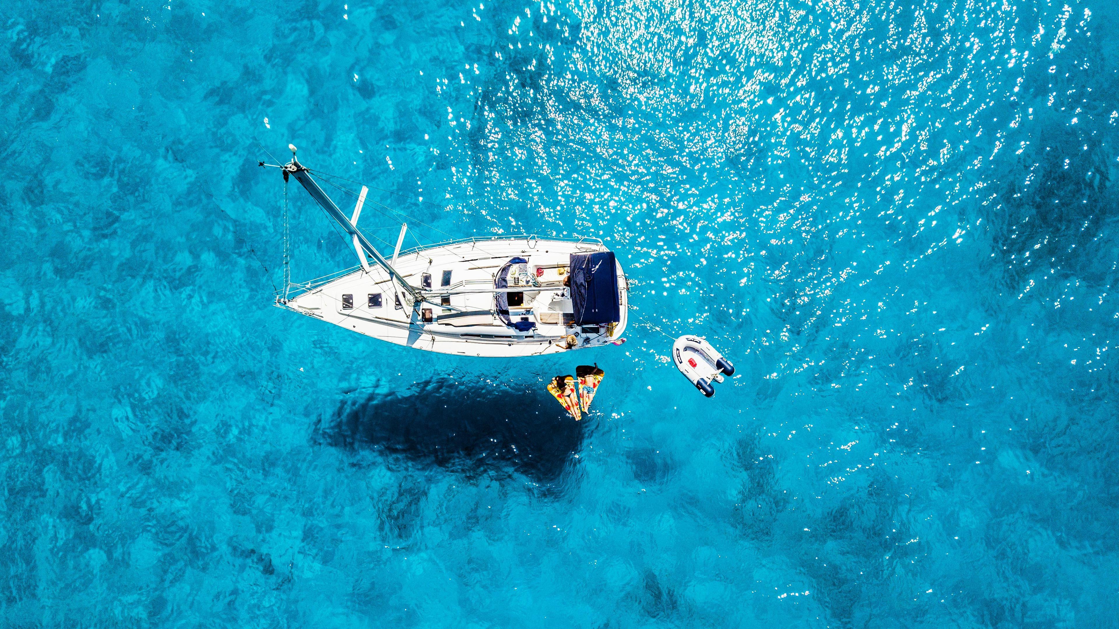 3840x2160 Boat on Blue Sea 4K Wallpaper [3840x2160]. Boat wallpaper, 4k wallpaper 3840x Active wallpaper