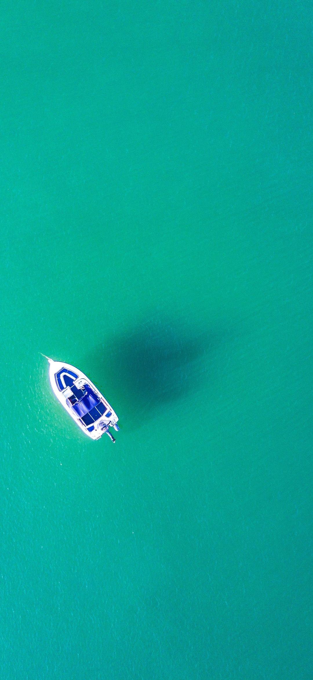 1080x2340 Blue Sea Boat HD Wallpaper