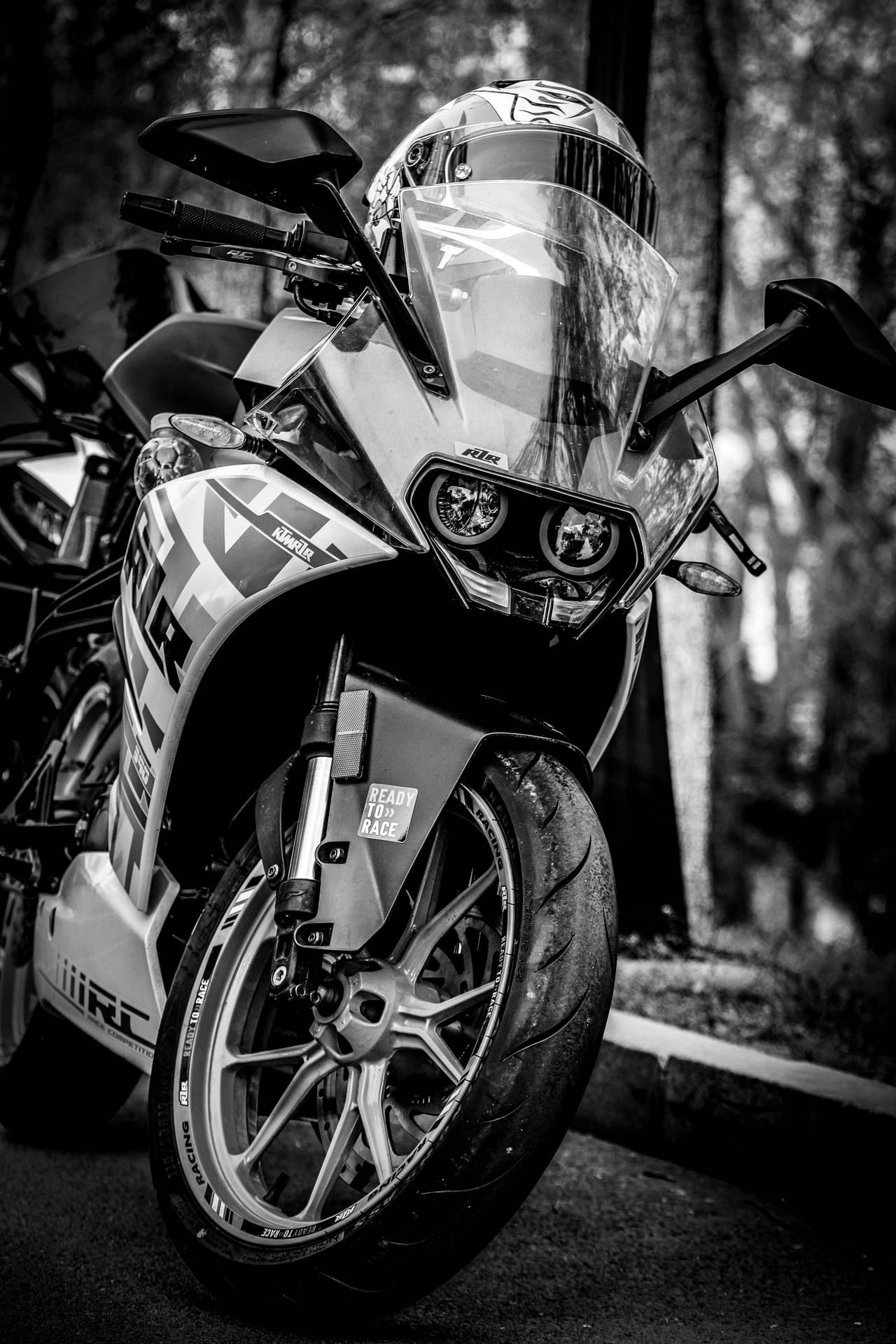 1280x1920 Download Black And White Ktm Rc 390 Wallpaper