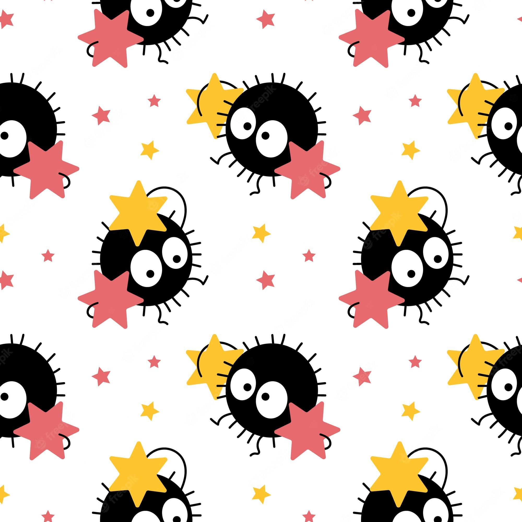2000x2000 Premium Vector. Seamless pattern funny cute monsters with stars in their hands print