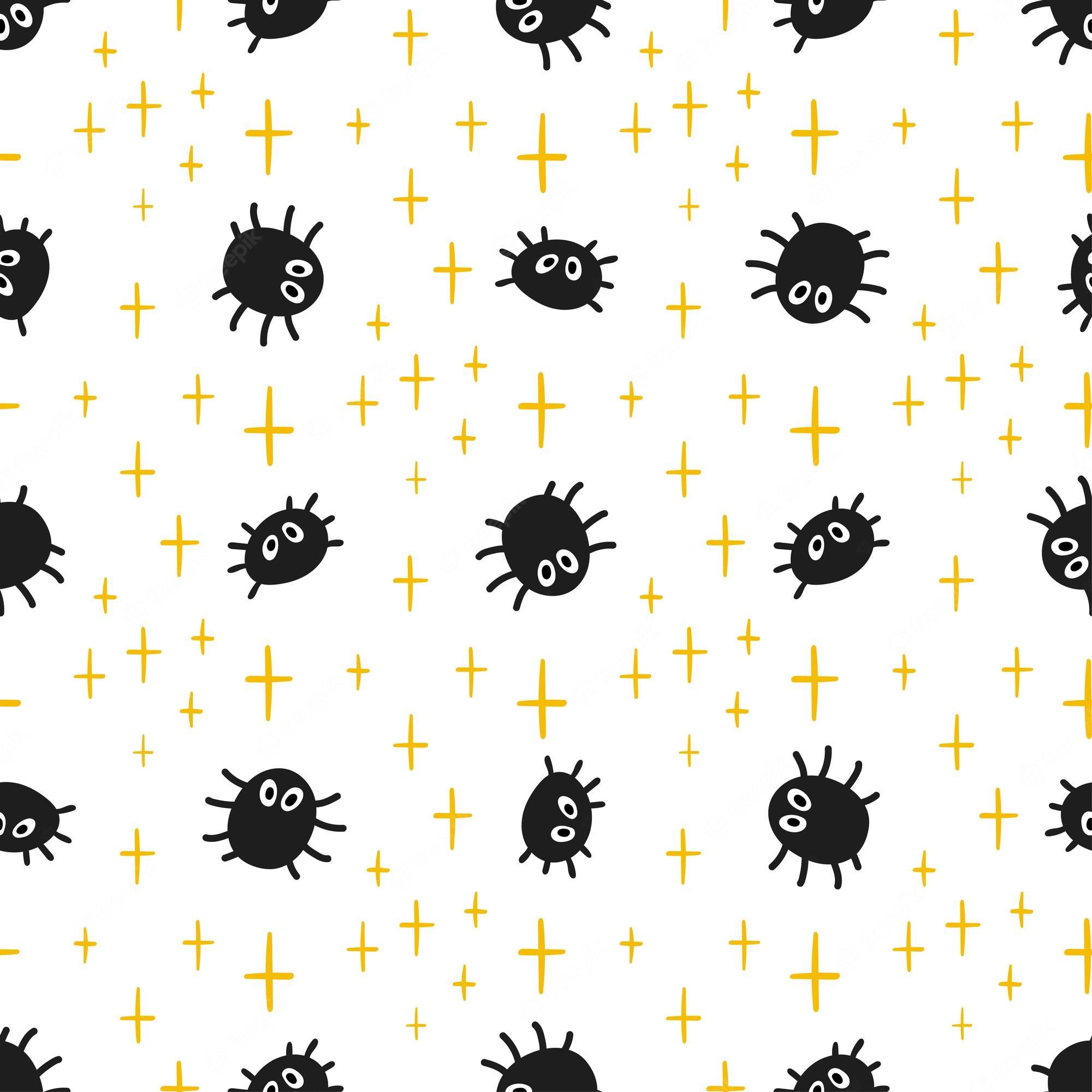 2000x2000 Premium Vector. Cute halloween seamless pattern with spiders trick or treat background vector with spiders repeated texture wrapping paper print wallpaper illustration
