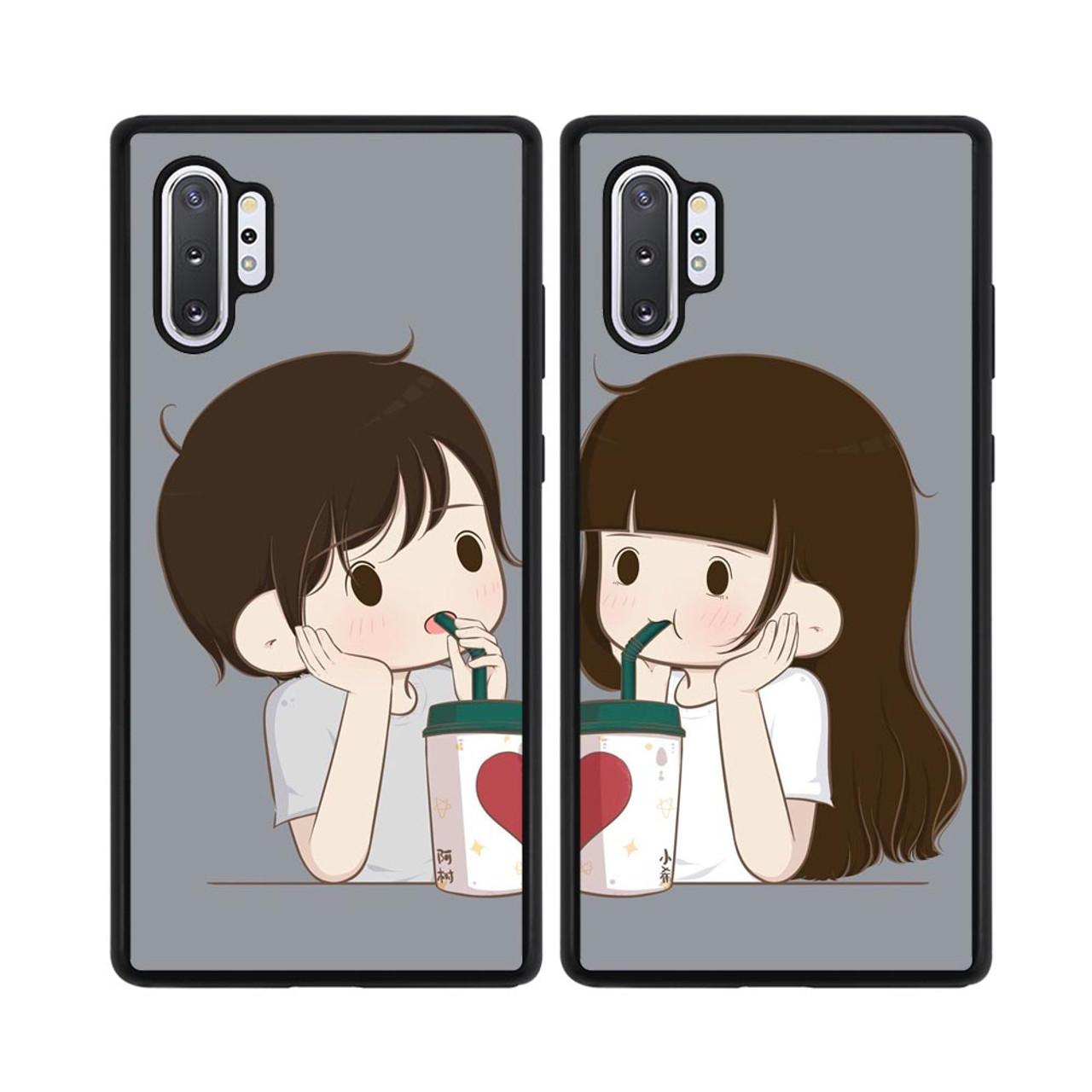 1280x1280 Cute Couple Wallpaper XX0013 Samsung Galaxy Note 10 Plus Gift Valentine Couple Case