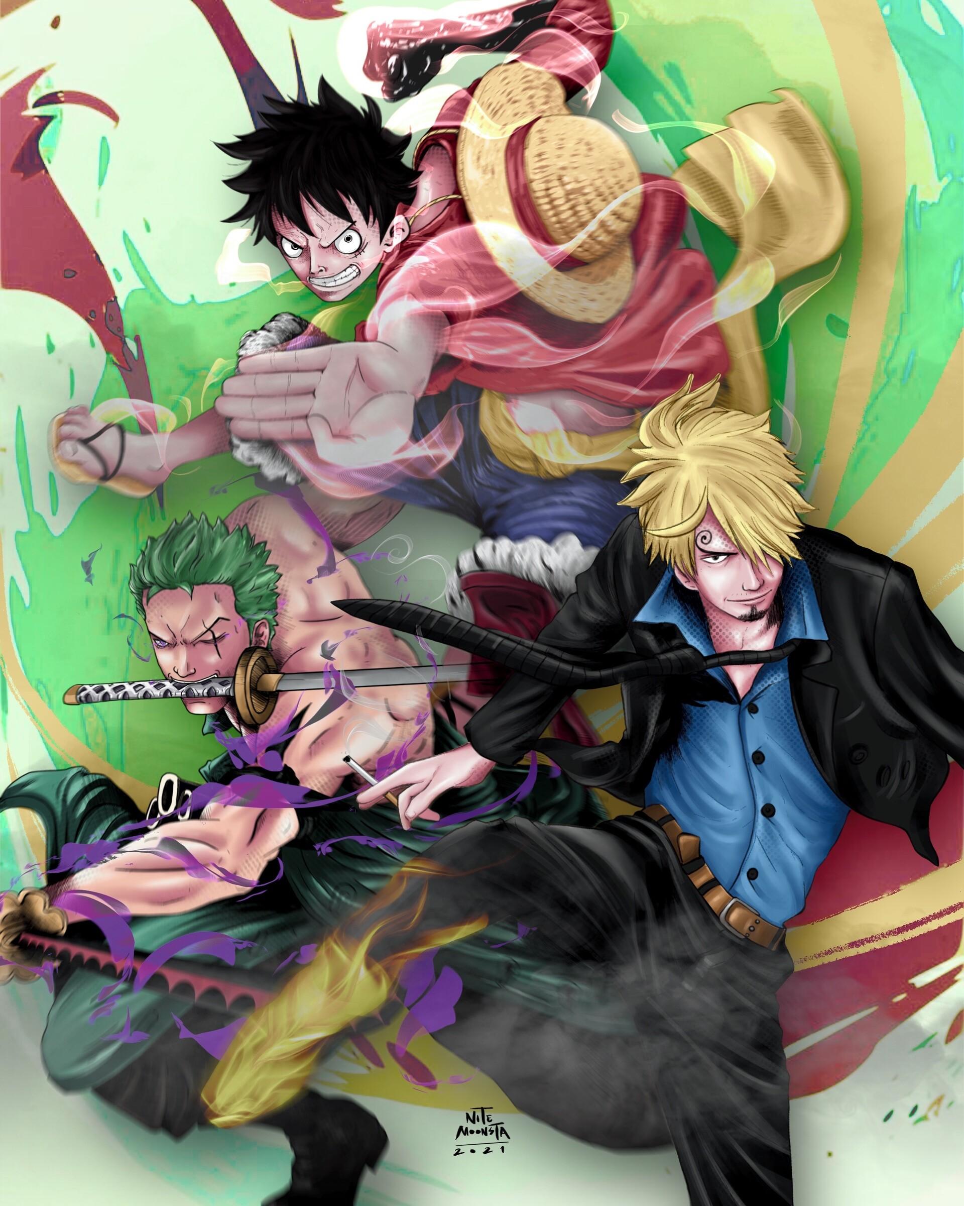 1920x2400 One Piece Trio Monster Fan Art
