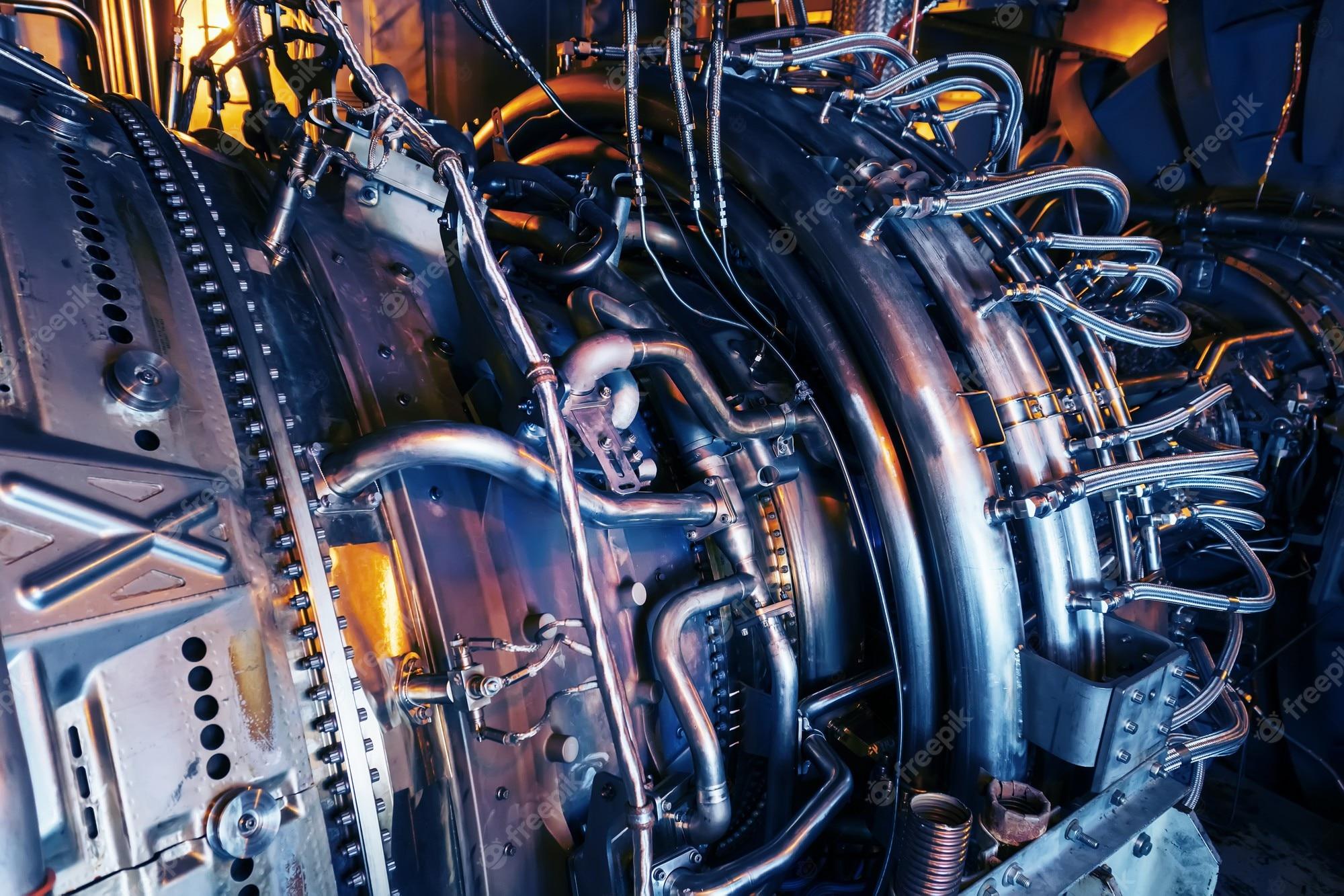 2000x1333 Premium Photo. Parts of the operational gas turbine engine of a jet aircraft