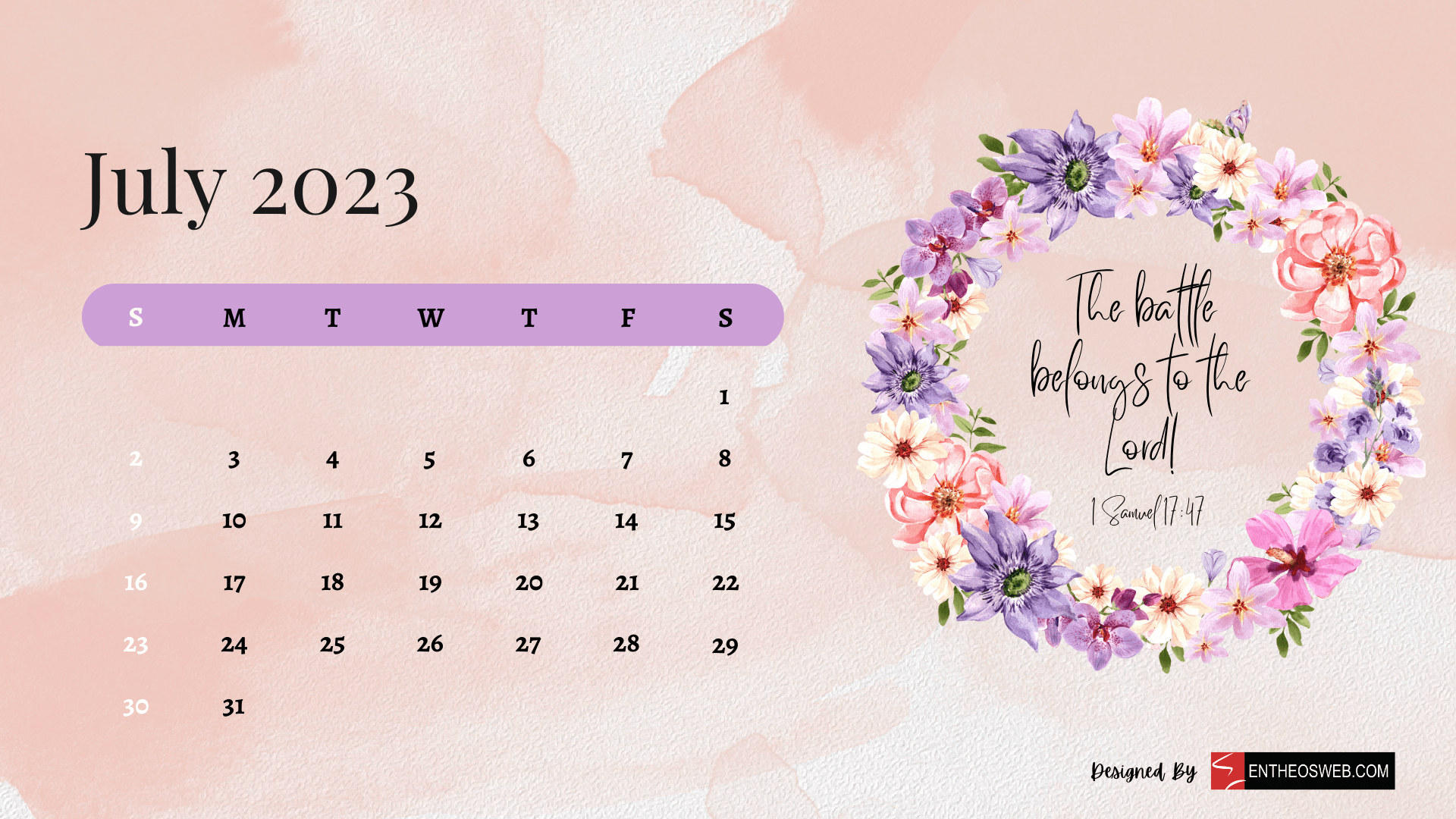 FREE 25 July 2023 Desktop Calendar Wallpapers