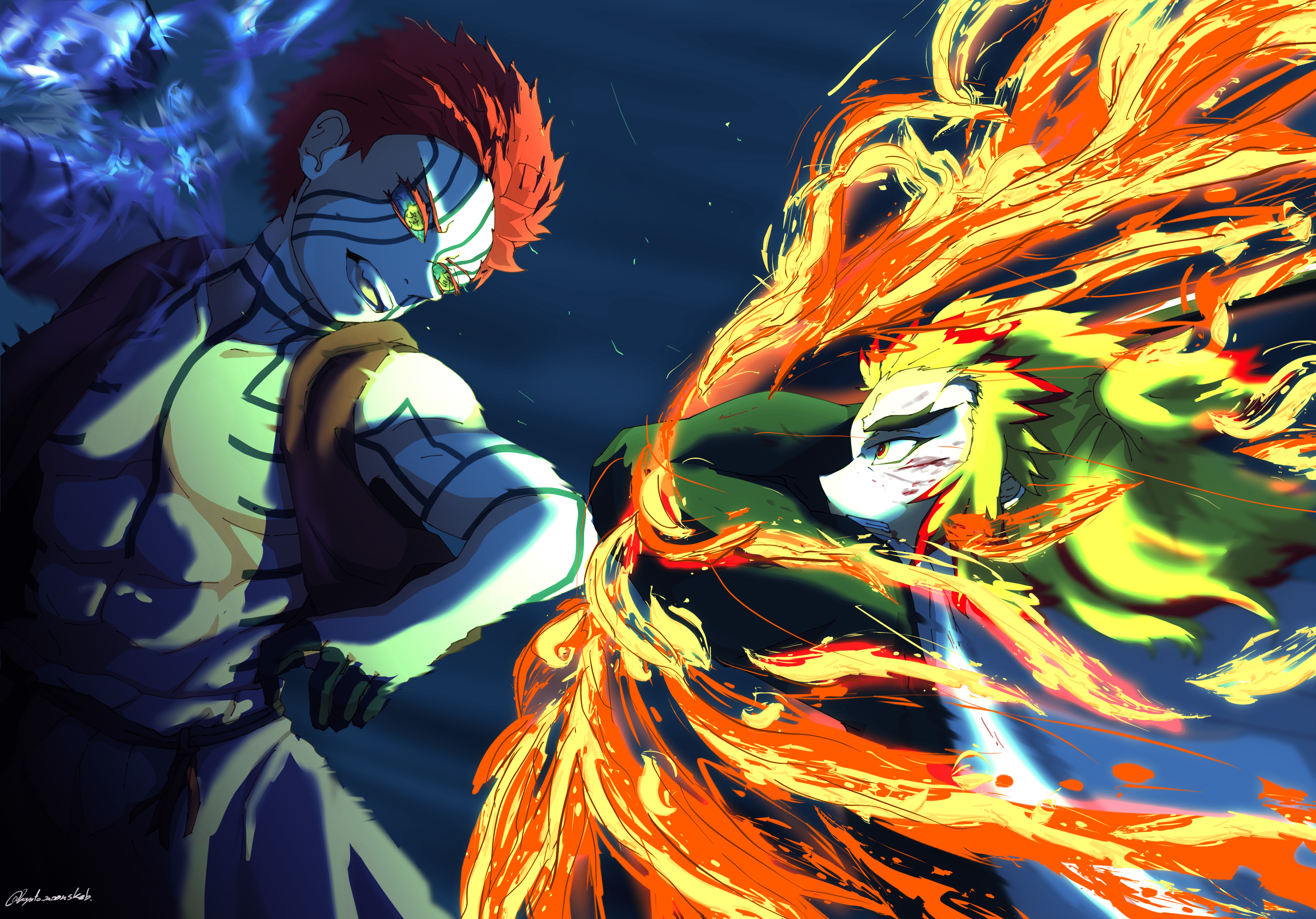 4096x2861 Akaza Demon Slayer: Kimetsu no Yaiba