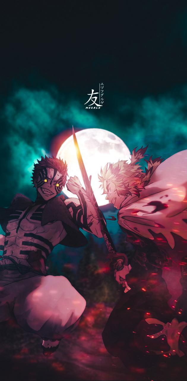 630x1280 Rengoku vs akaza wallpaper
