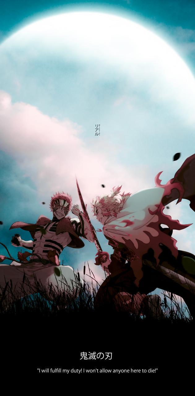 630x1280 Rengoku Vs Akaza wallpaper