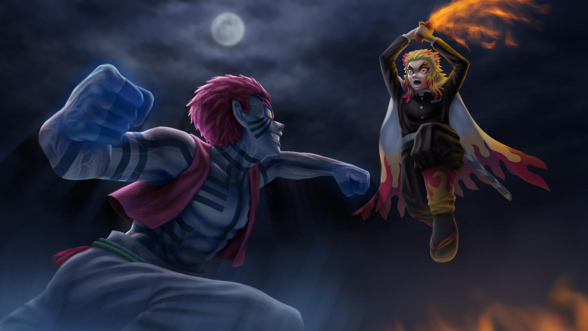 1920x1080 Kimetsu no Yaiba Mugen Train Rengoku vs