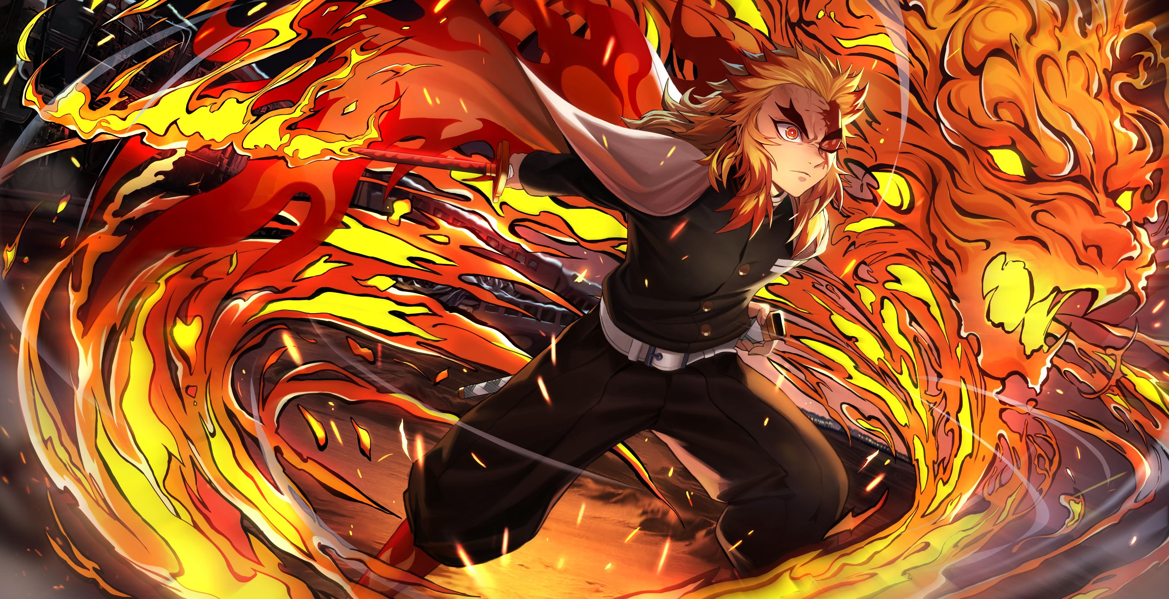 4027x2064 Mugen Train HD, Kyojuro Rengoku