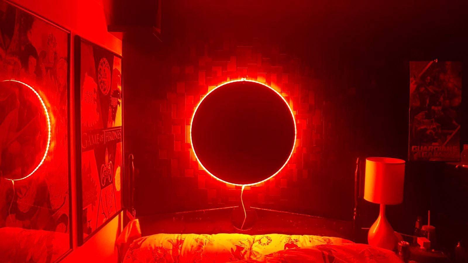 1600x900 Download LED Light Red Circle Wallpaper