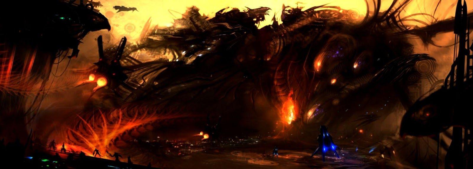 1600x573 Fantasy Art Dual Screen 3D Wallpaper