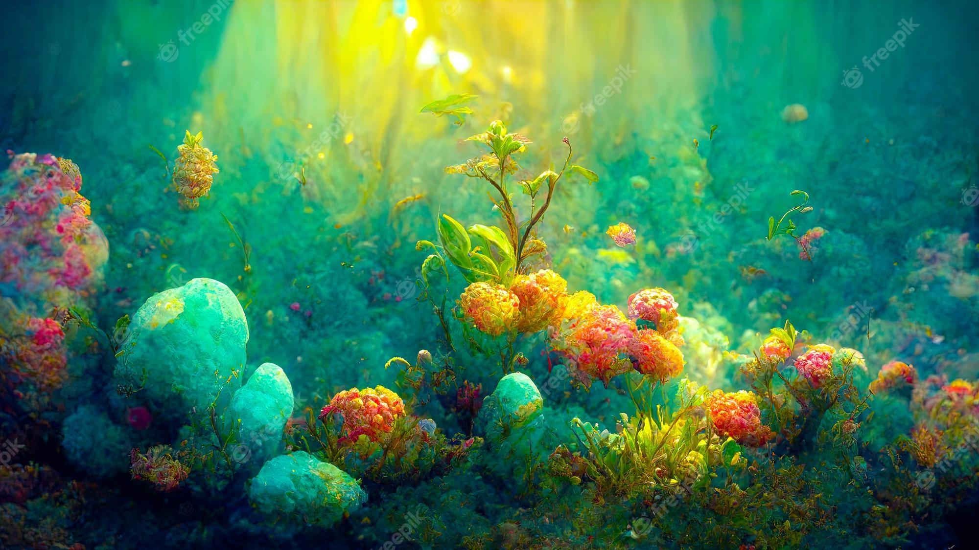 2000x1125 Seabed landscape with algae