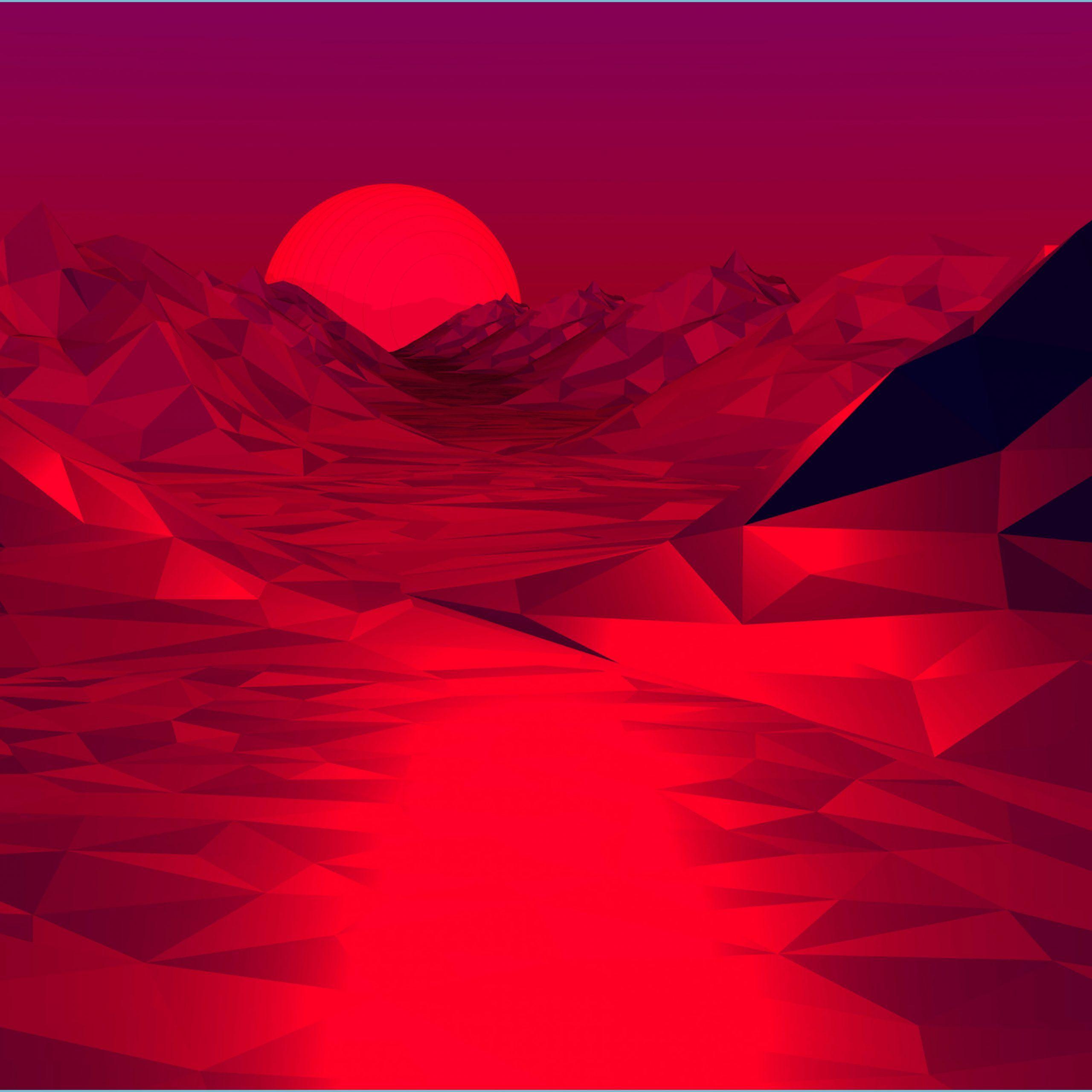 2560x2560 4K Abstract Red Wallpaper