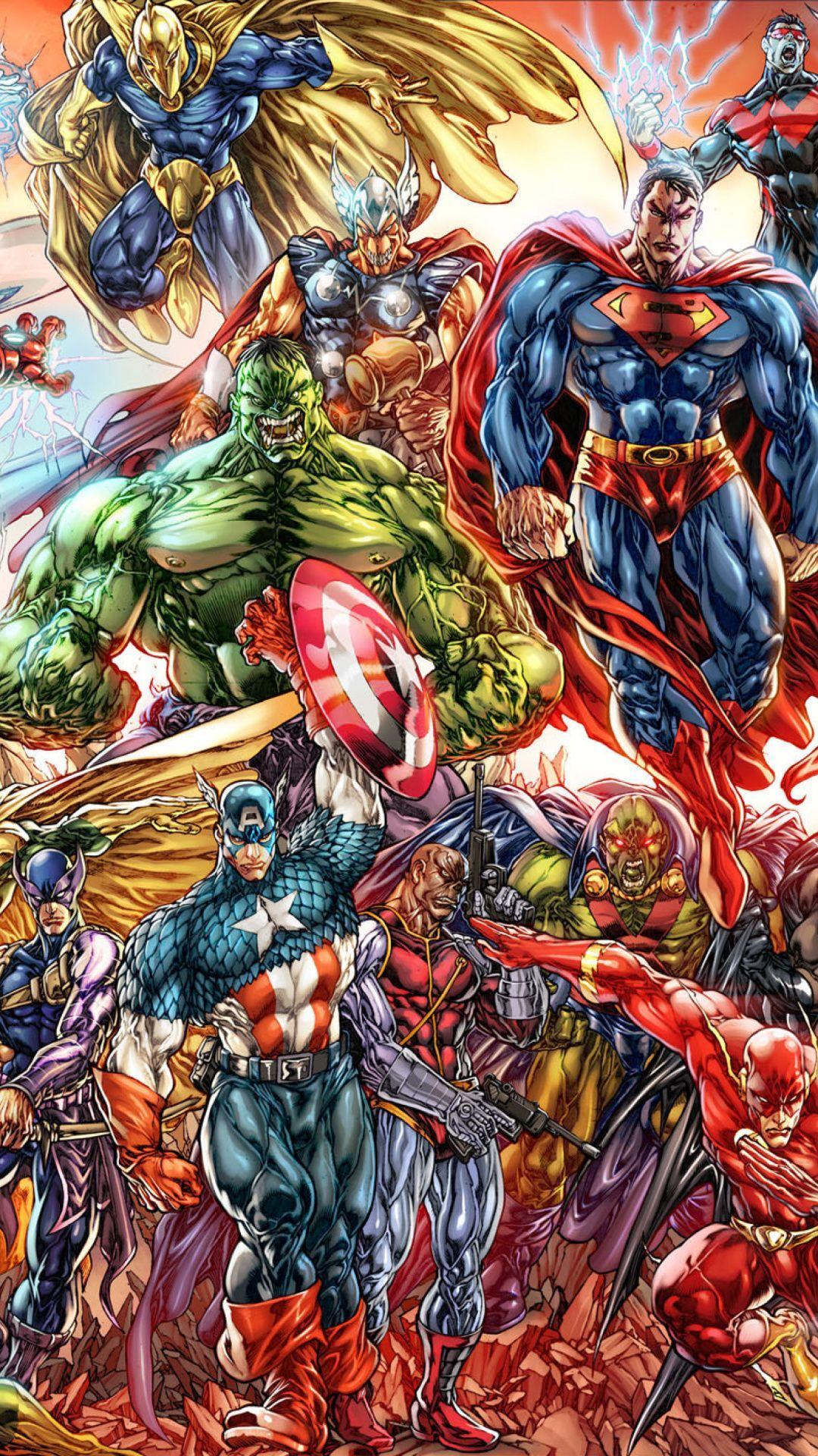 1080x1920 Super Heroes & Super Villains. Set. HD. Mobile Wallpaper