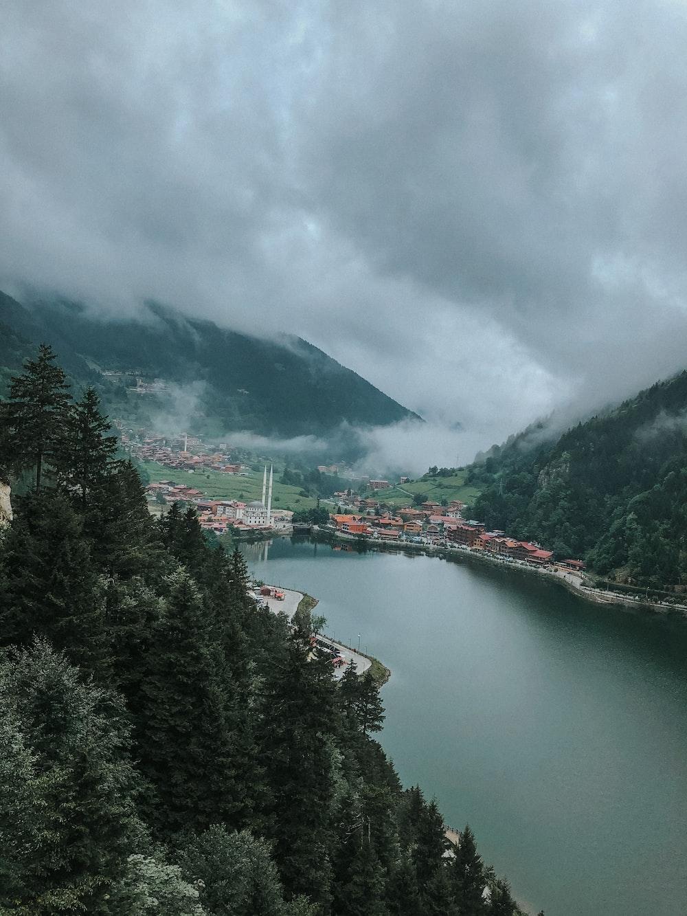 1000x1333 Green trees and mountains under cloudy