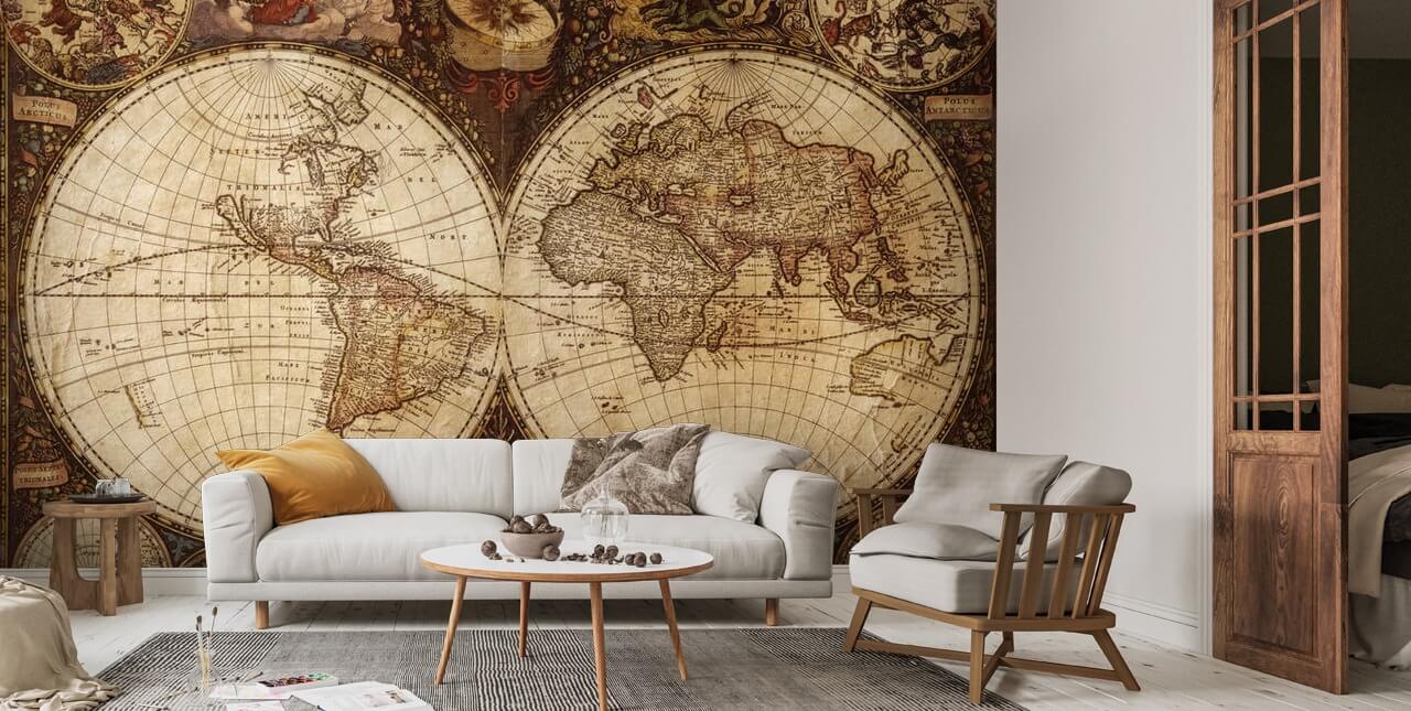 1280x645 Vintage World Map Wallpaper