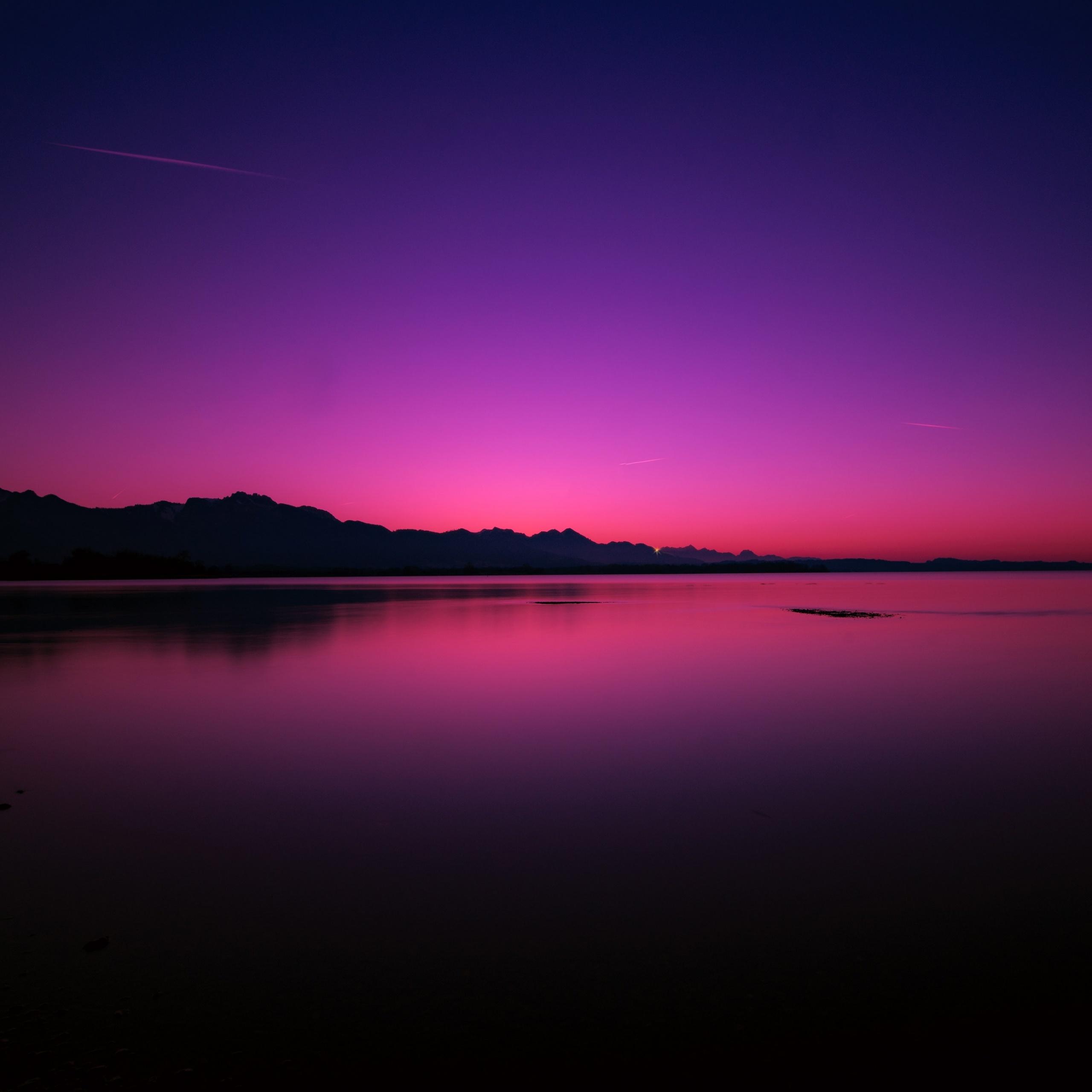 2560x2560 Sunset Wallpaper 4K, Lake, Dusk, Purple