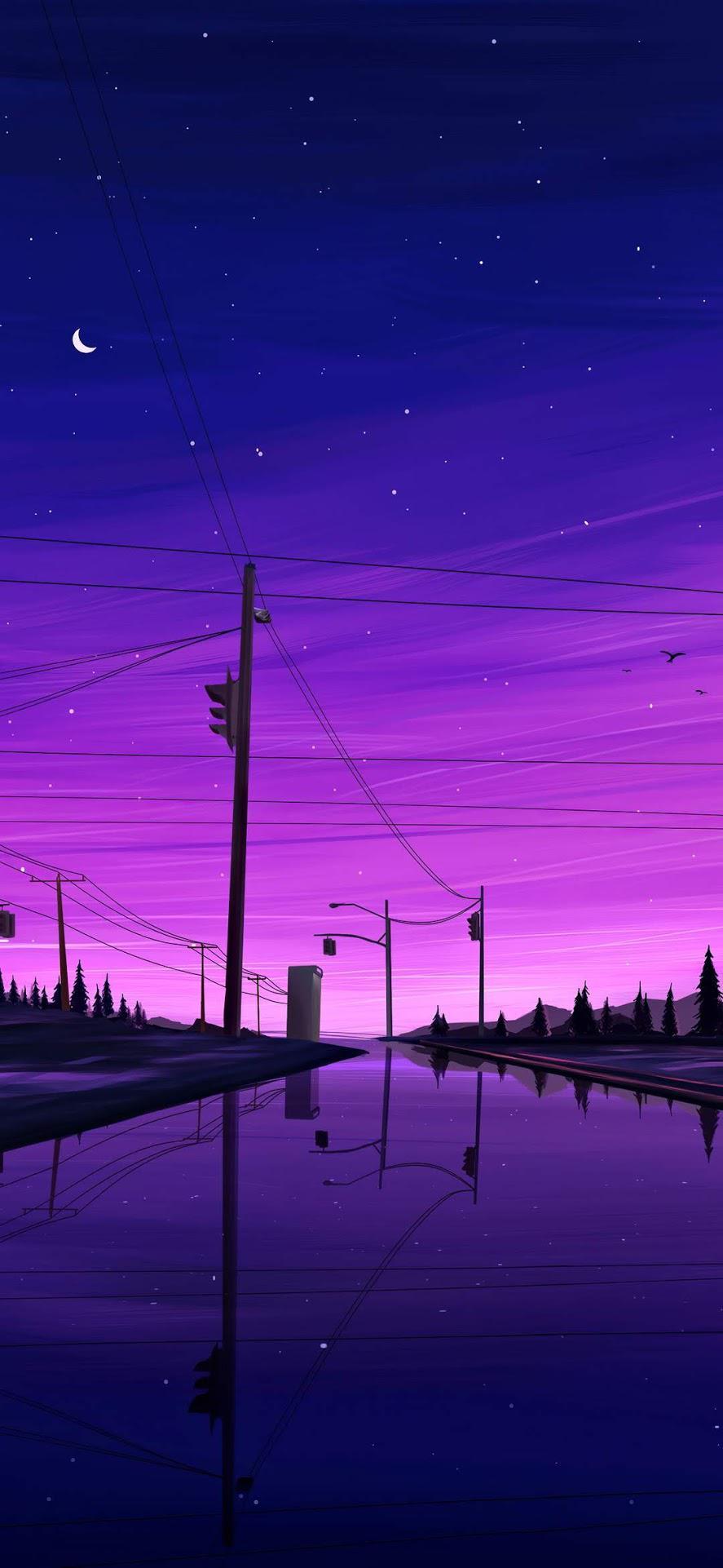 887x1922 Purple Sky