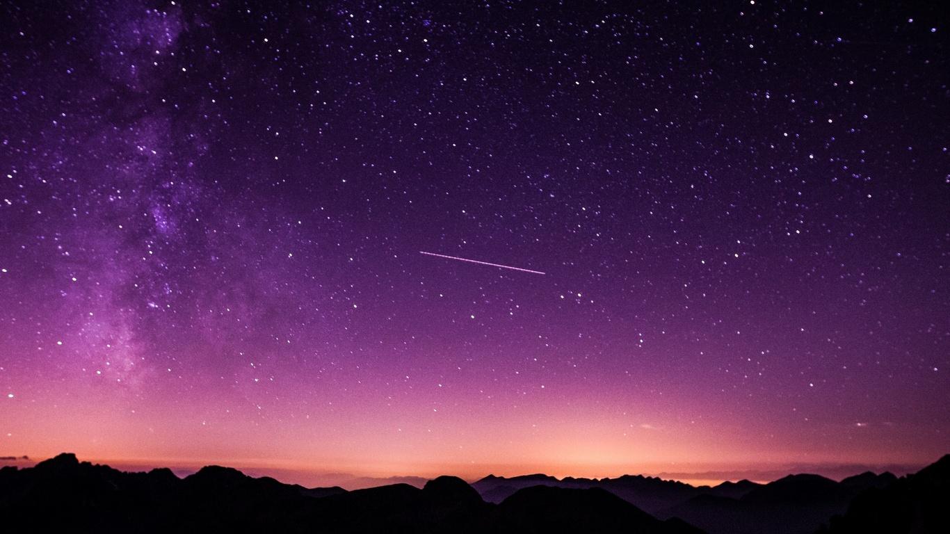 1366x768 purple, sky, night, nature, hd, 4k, 5k