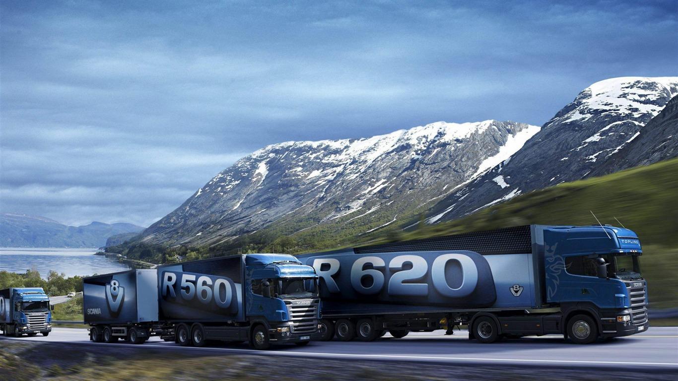 1366x768 Scania Trucks High Quality HD Wallpaper