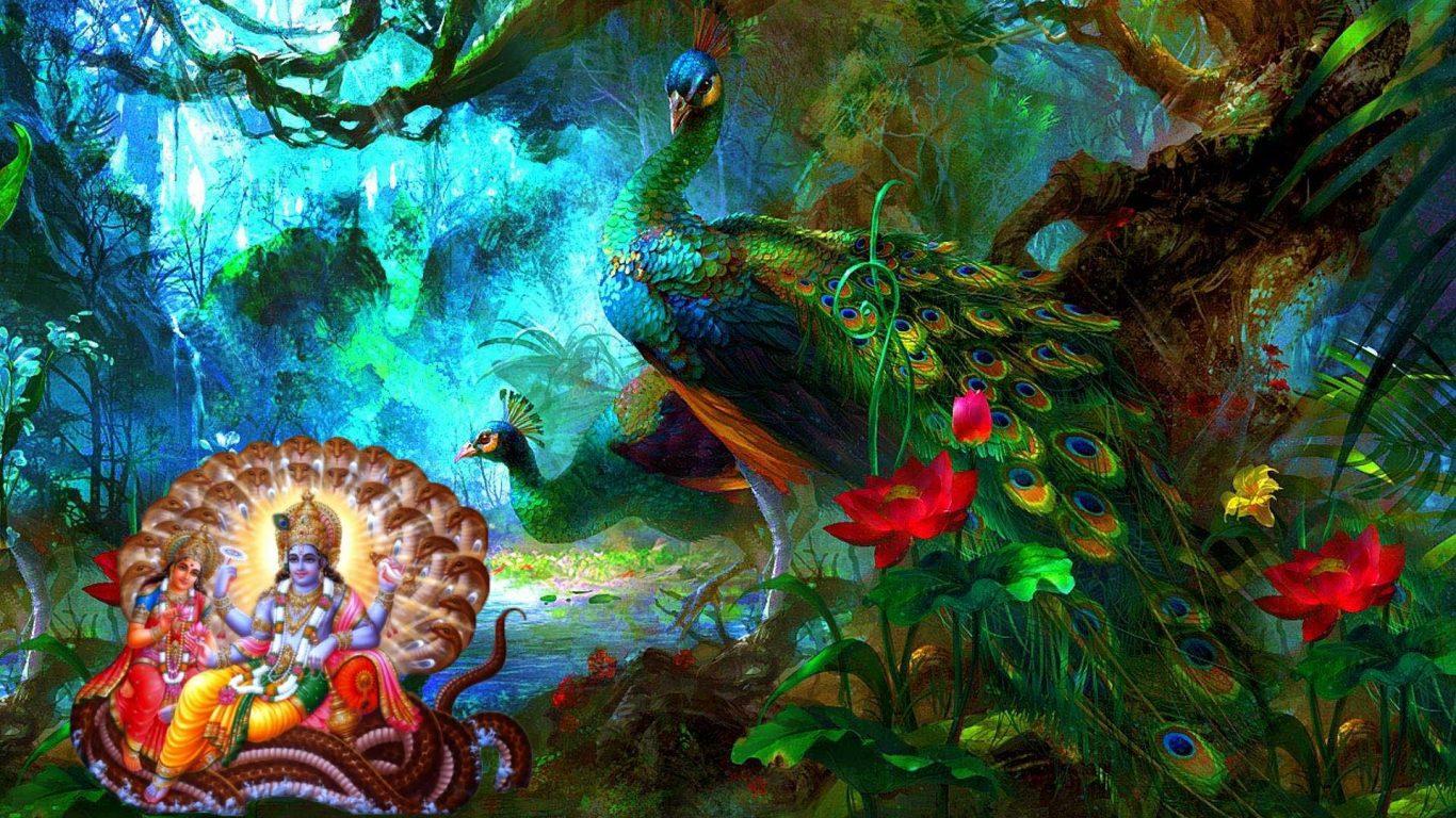 1366x768 Vishnu Laxmi Wallpaper Free Download