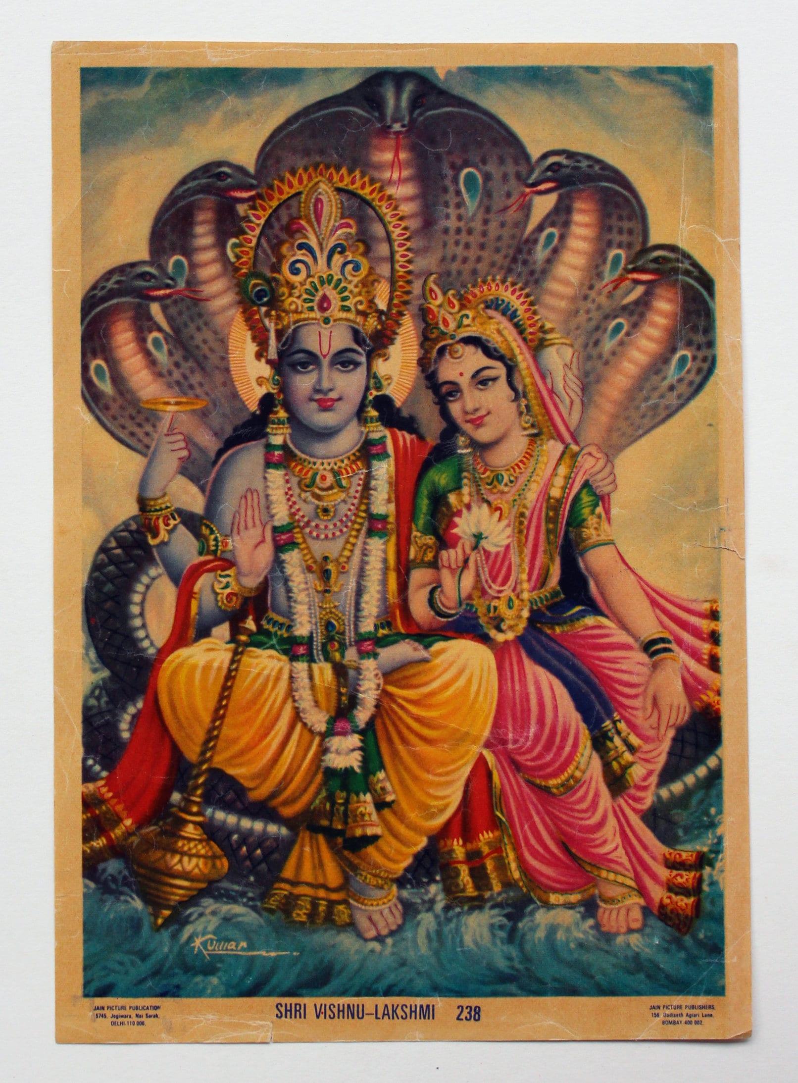 1612x2187 Hindu God Print of Shree Vishnu Laxmi