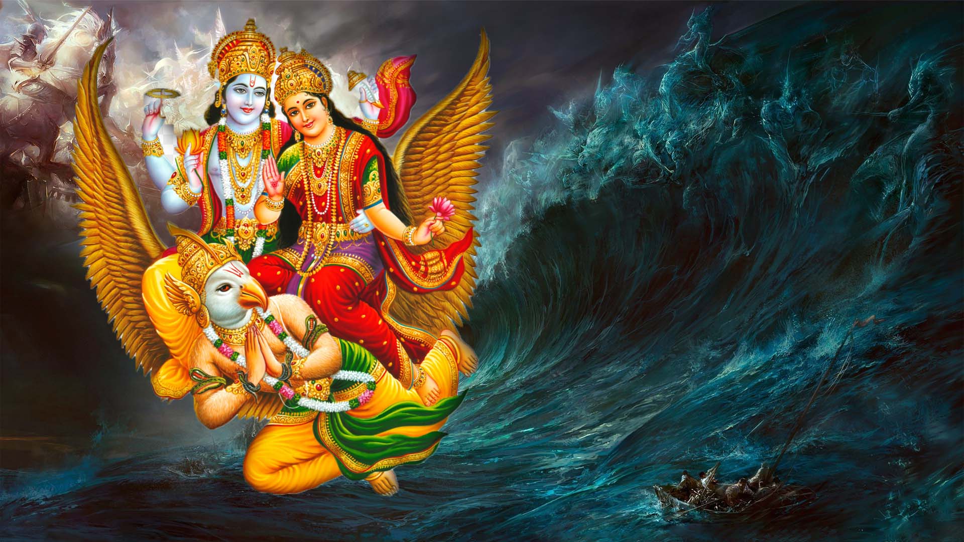 1920x1080 Vishnu Lakshmi Wallpaper