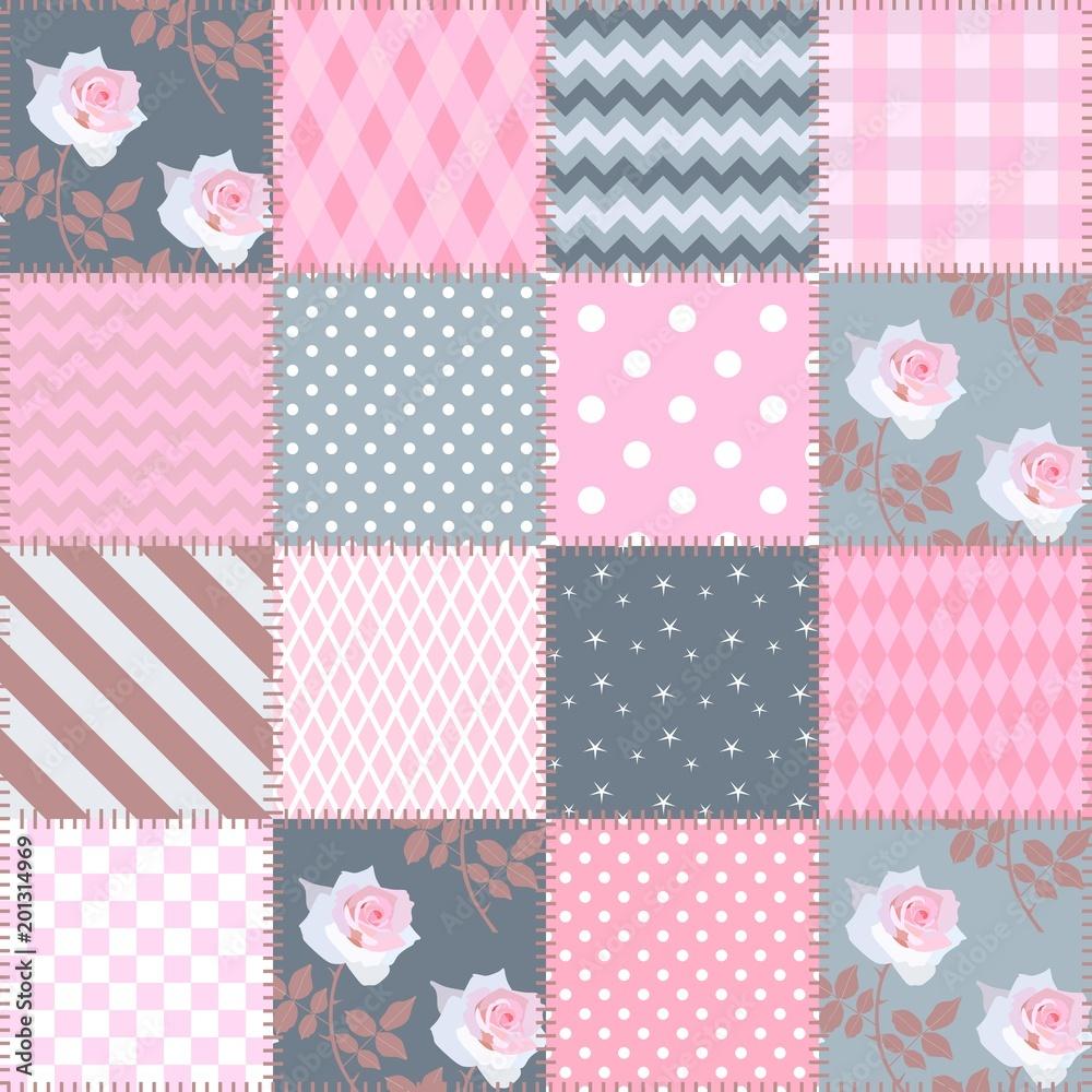 1000x1000 Seamless patchwork pattern from patches