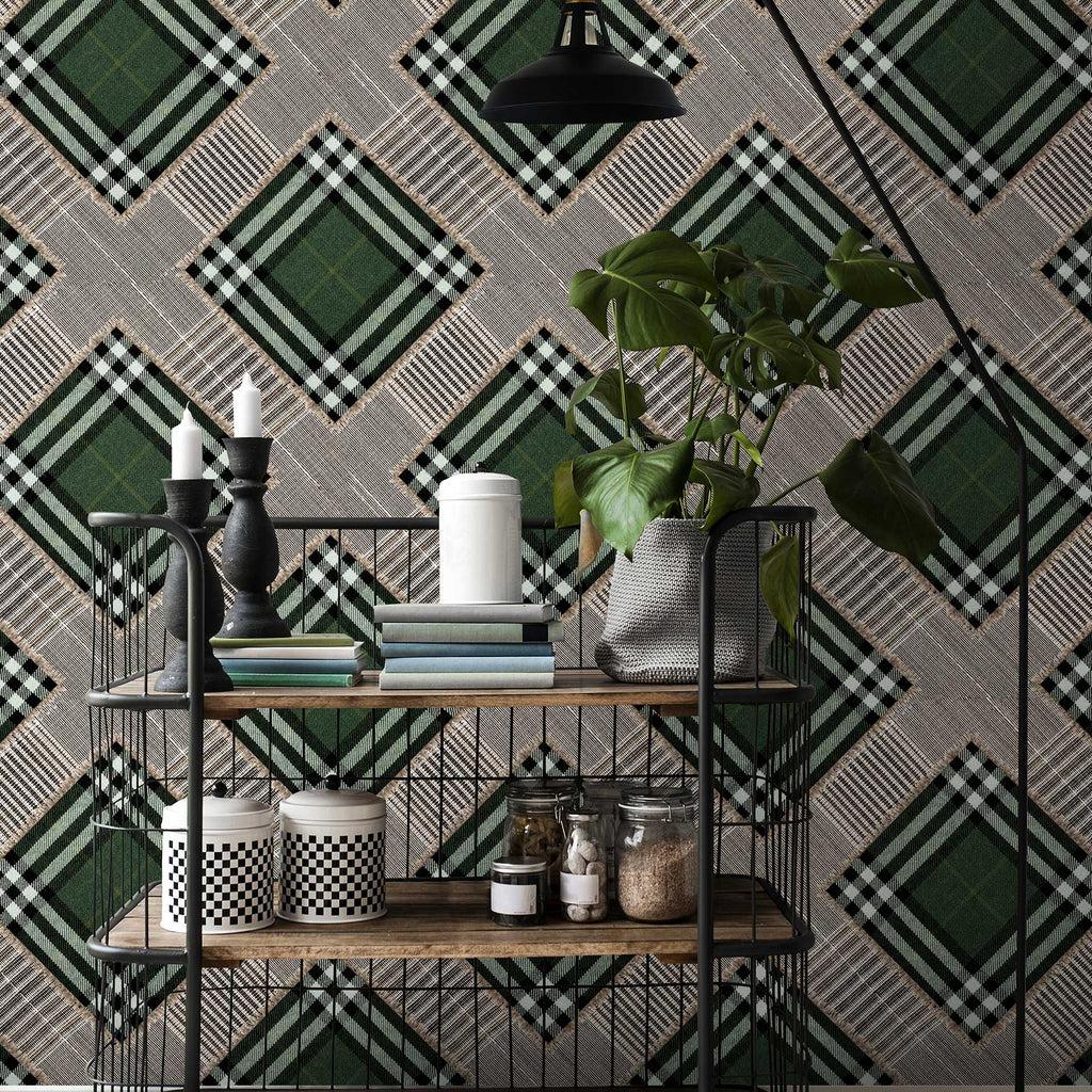 1024x1024 Mind The Gap Checkered Patchwork Wallpaper Sample Swatch
