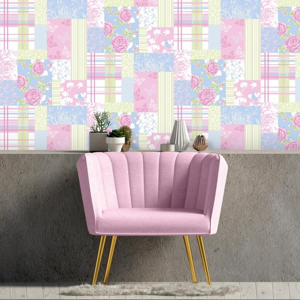 1000x1000 Pollyanna Patchwork Floral Wallpaper
