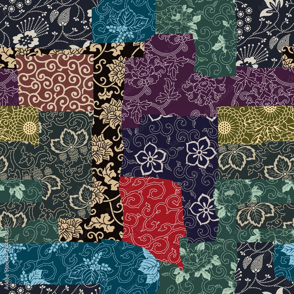 1000x1000 Traditional Japanese fabrics patchwork