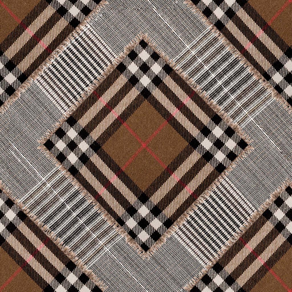 1024x1024 Mind The Gap Checkered Patchwork Wallpaper Sample Swatch In Black Brown