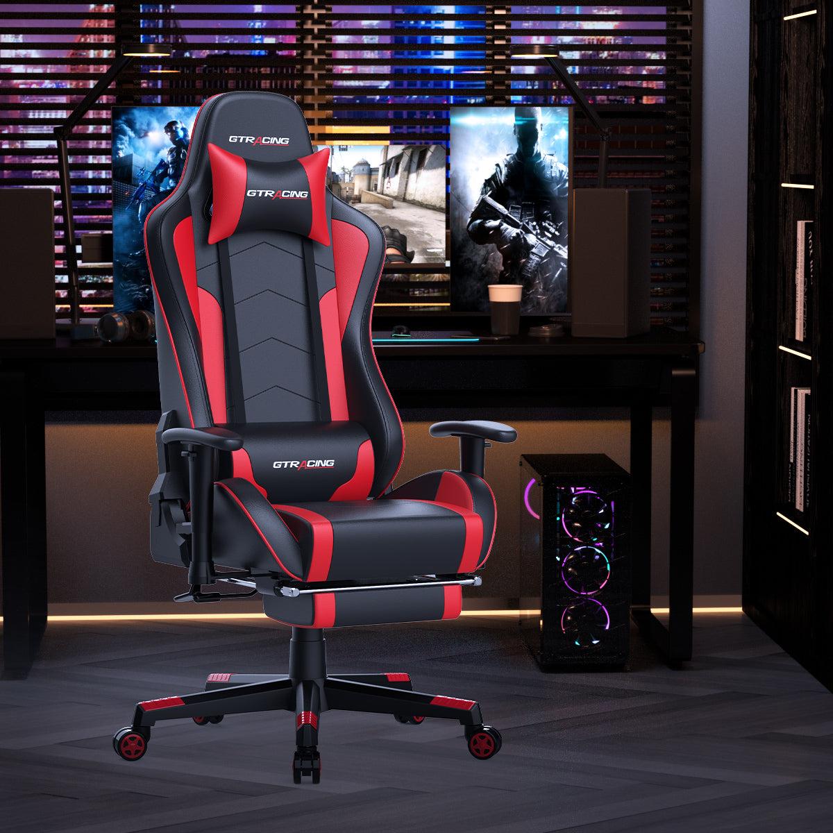 1200x1200 GTRACING 2023 Footrest Music Gaming Chair with Bluetooth Speakers GT890MF, Red
