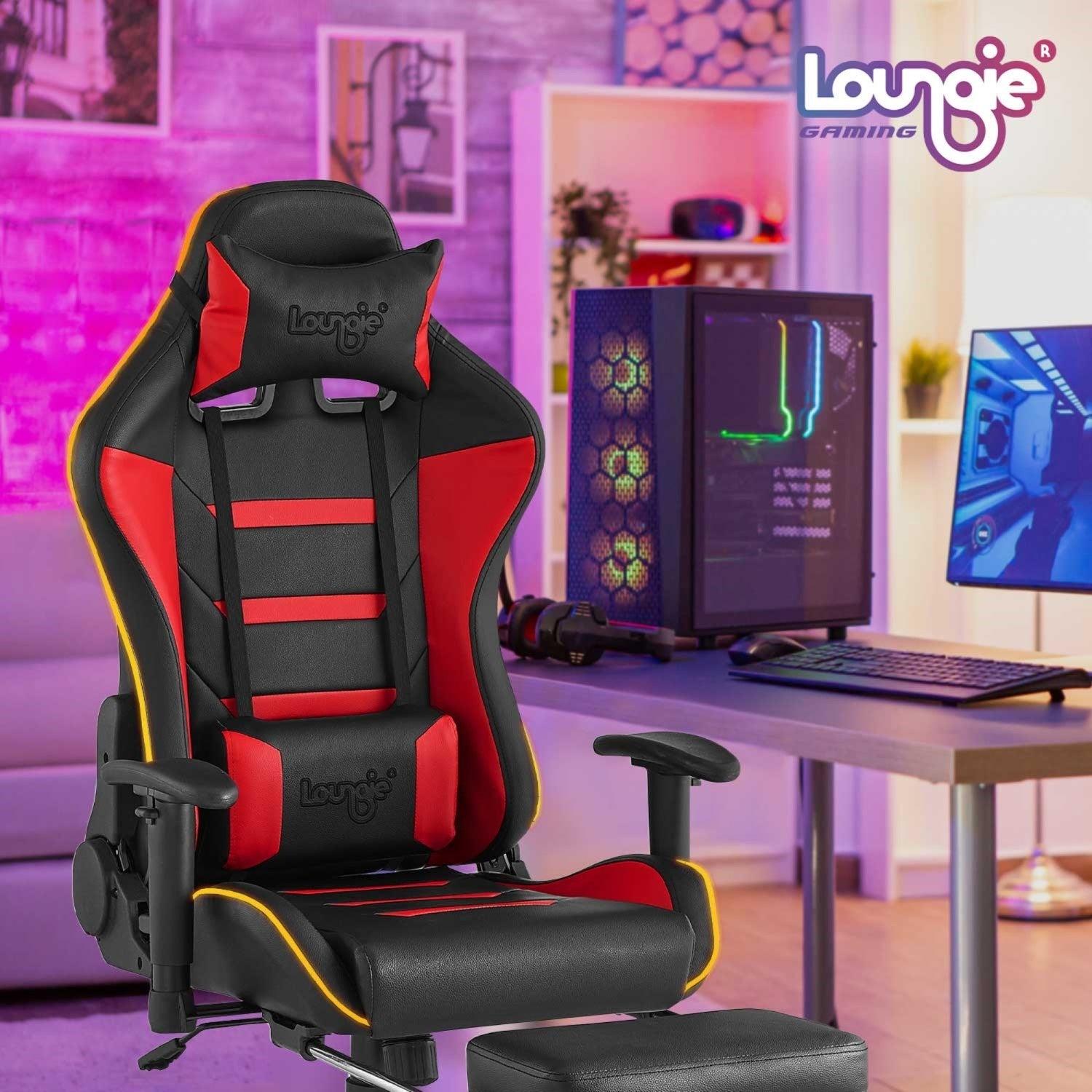1500x1500 Nala Modern Game Chair Swivel, Adjustable Back Angle, Seat Height And Armrest Multi Color Lighting Effect, Audio Speaker For Game Room Red