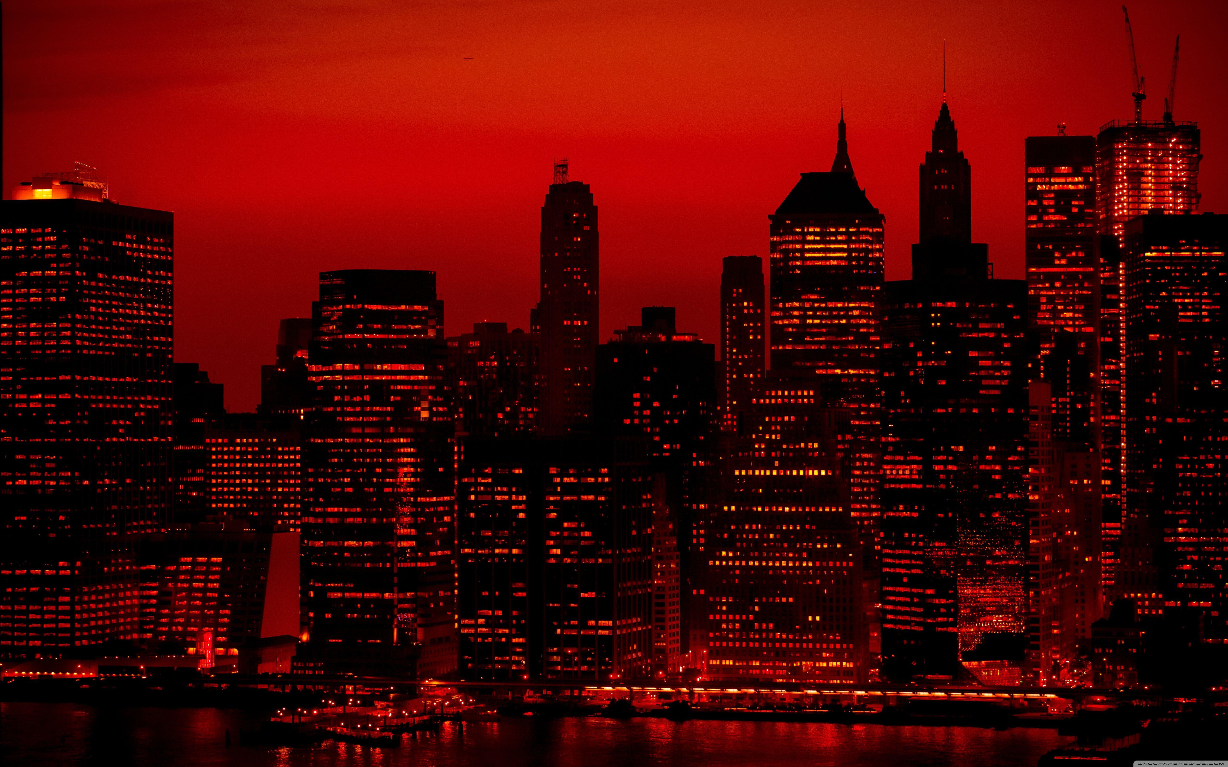 5120x3200 Red Sky At Night New York City ❤ 4K HD Desktop Wallpaper for 4K