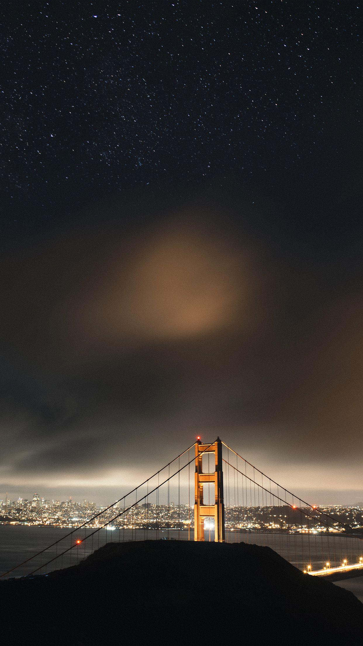 1242x2208 Golden Bridge Sky Star Milkyroad River City Night Dark Android