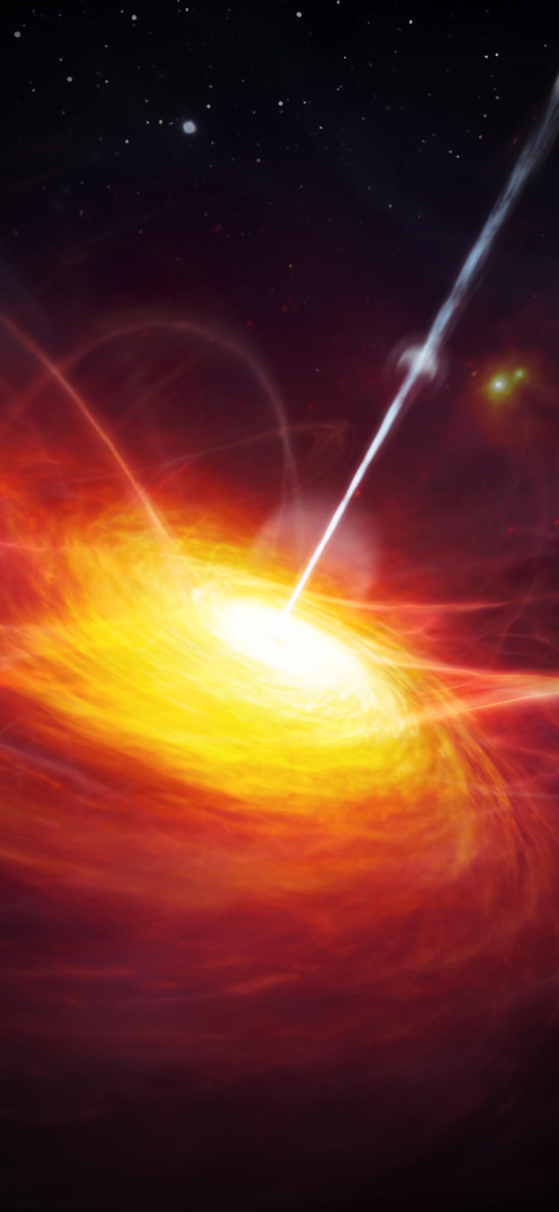 1125x2436 Blackhole Space Blue Star Nature